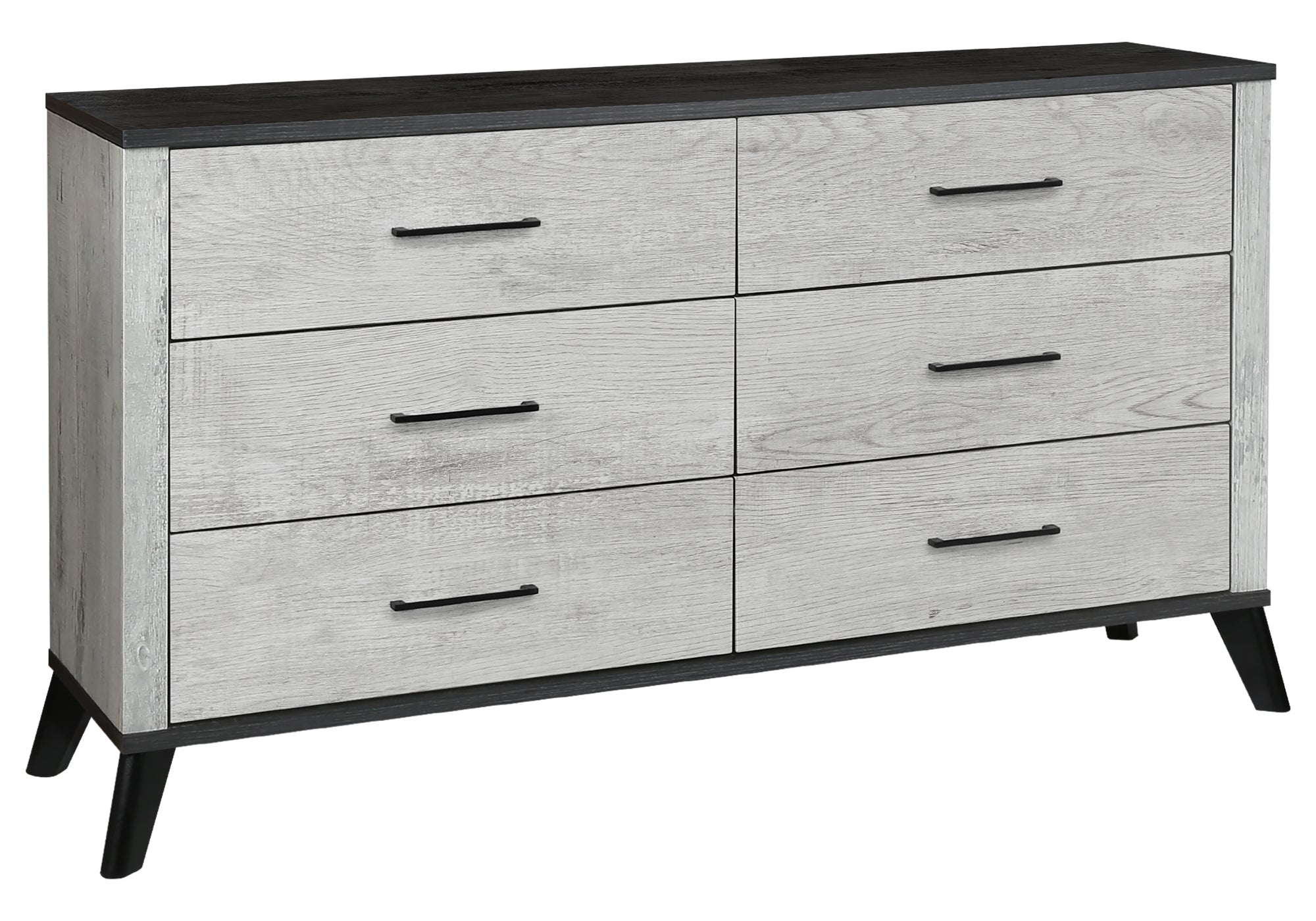 MN-535251    Bedroom Set, 6 Drawer Dresser, Grey Reclaimed, Black, Contemporary, Modern