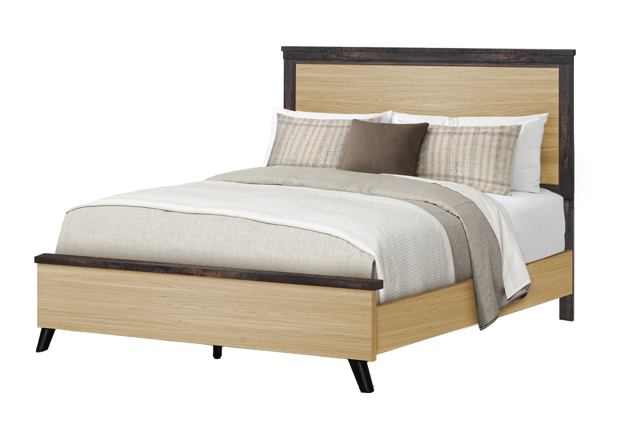 MN-575255Q    Bedroom Set, Queen Size Bed, Light Oak Laminate, Rustic Oak Laminate, Contemporary, Modern