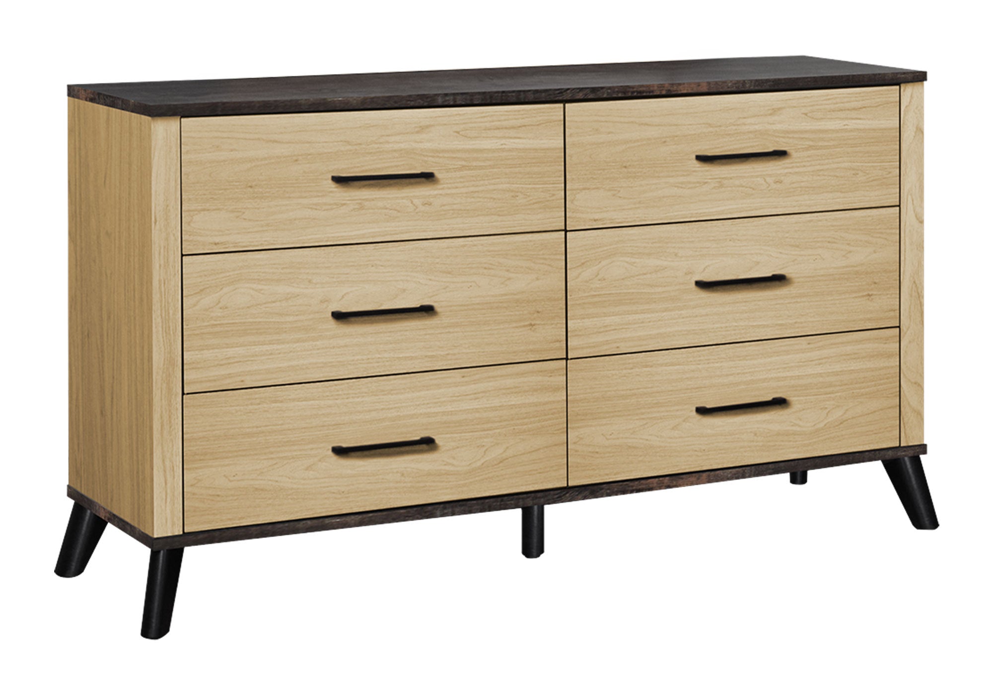 MN-585256    Bedroom Set, 6 Drawer Dresser, Light Oak Laminate, Rustic Oak Laminate, Contemporary, Modern
