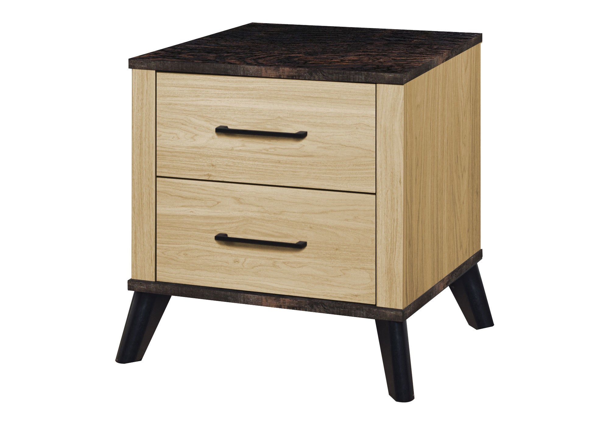 MN-605258    Bedroom Set, Two Drawer Nightstand, Light Oak Laminate, Rustic Oak Laminate, Contemporary, Modern