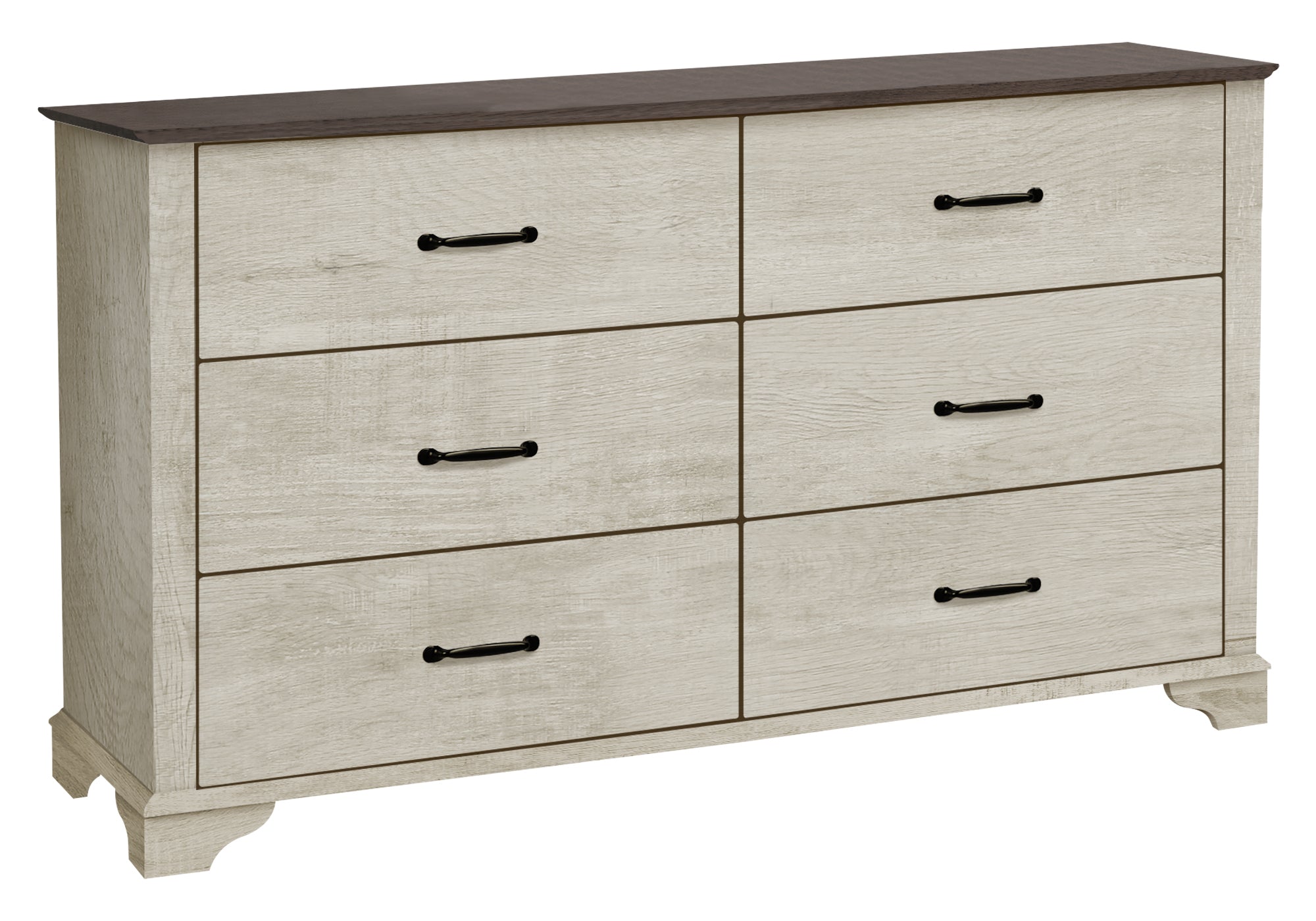 MN-635261    Bedroom Set, 6 Drawer Dresser, Bleached Oak, Brown Oak, Transitional