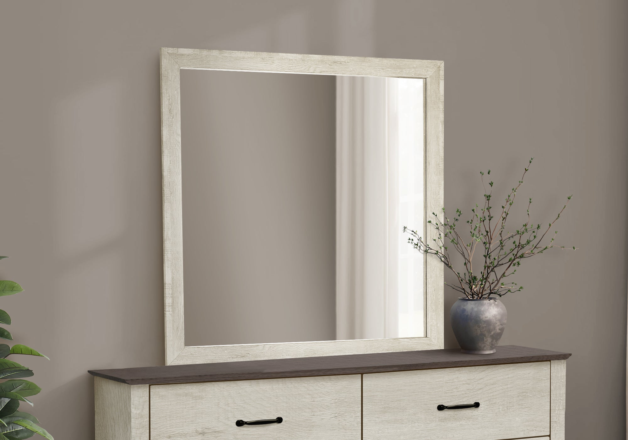 MN-645262    Bedroom Set, Wall Mirror, Bleached Oak, Transitional