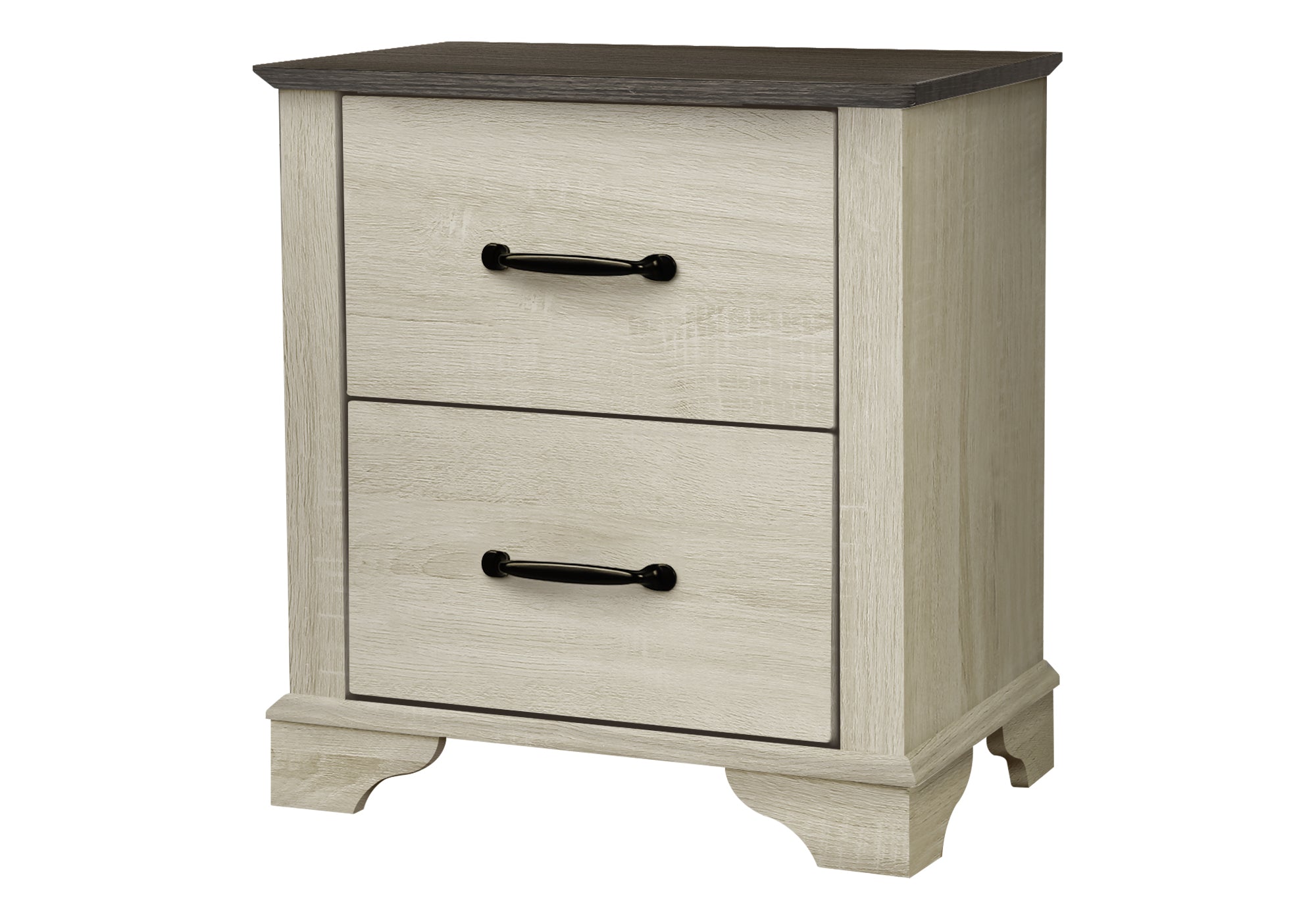 MN-655263    Bedroom Set, Two Drawer Nightstand, Bleached Oak, Brown Oak, Transitional