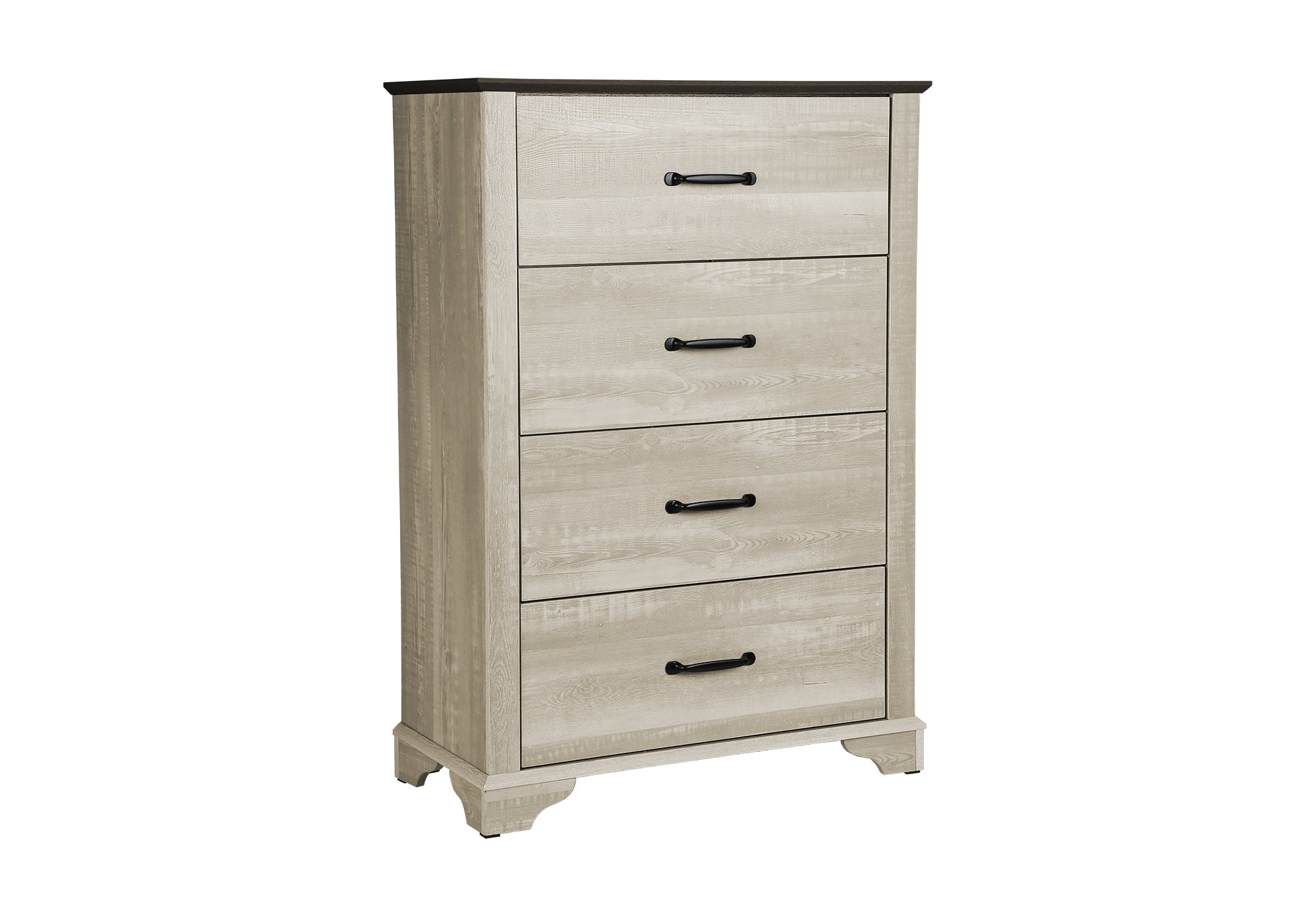 MN-665264    Bedroom Set, 4 Drawer Chest, Bleached Oak, Brown Oak, Transitional