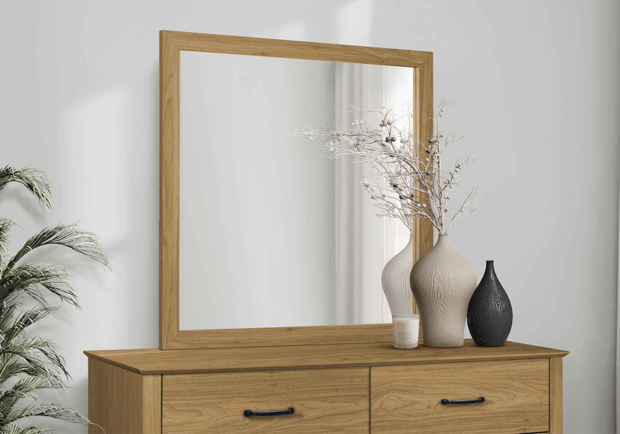 MN-695267    Bedroom Set, Wall Mirror, Medium Oak Laminate, Transitional