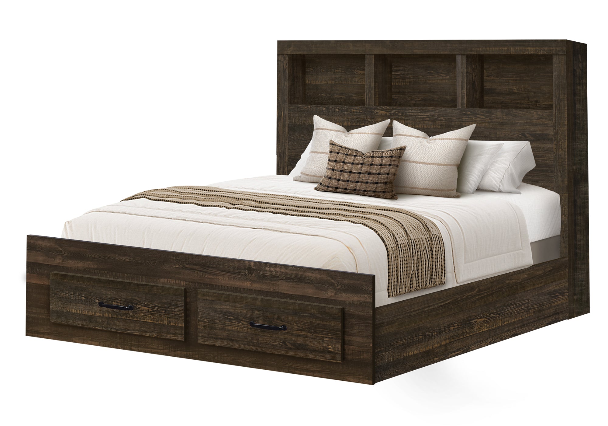 MN-725270Q    Bedroom Set, Queen Size Bed, Rustic Oak Laminate, Transitional