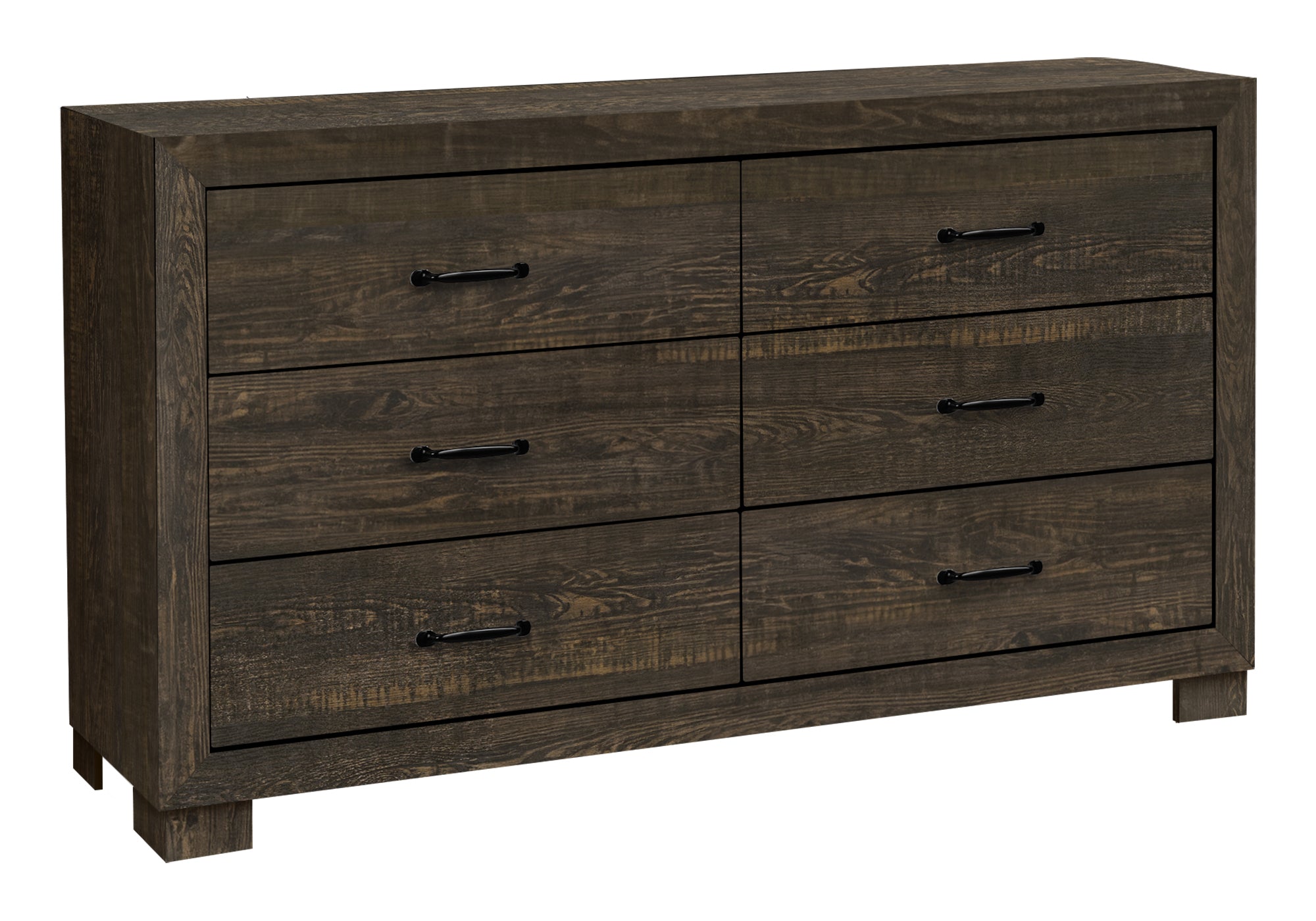 MN-735271    Bedroom Set, 6 Drawer Dresser, Rustic Oak Laminate, Transitional