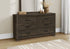 MN-735271    Bedroom Set, 6 Drawer Dresser, Rustic Oak Laminate, Transitional
