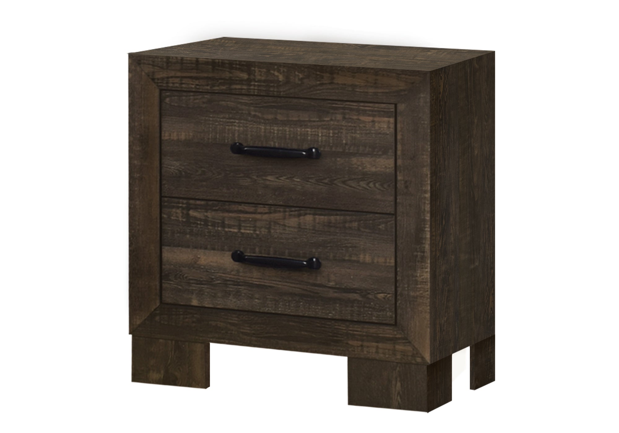 MN-755273    Bedroom Set, Two Drawer Nightstand, Rustic Oak Laminate, Transitional