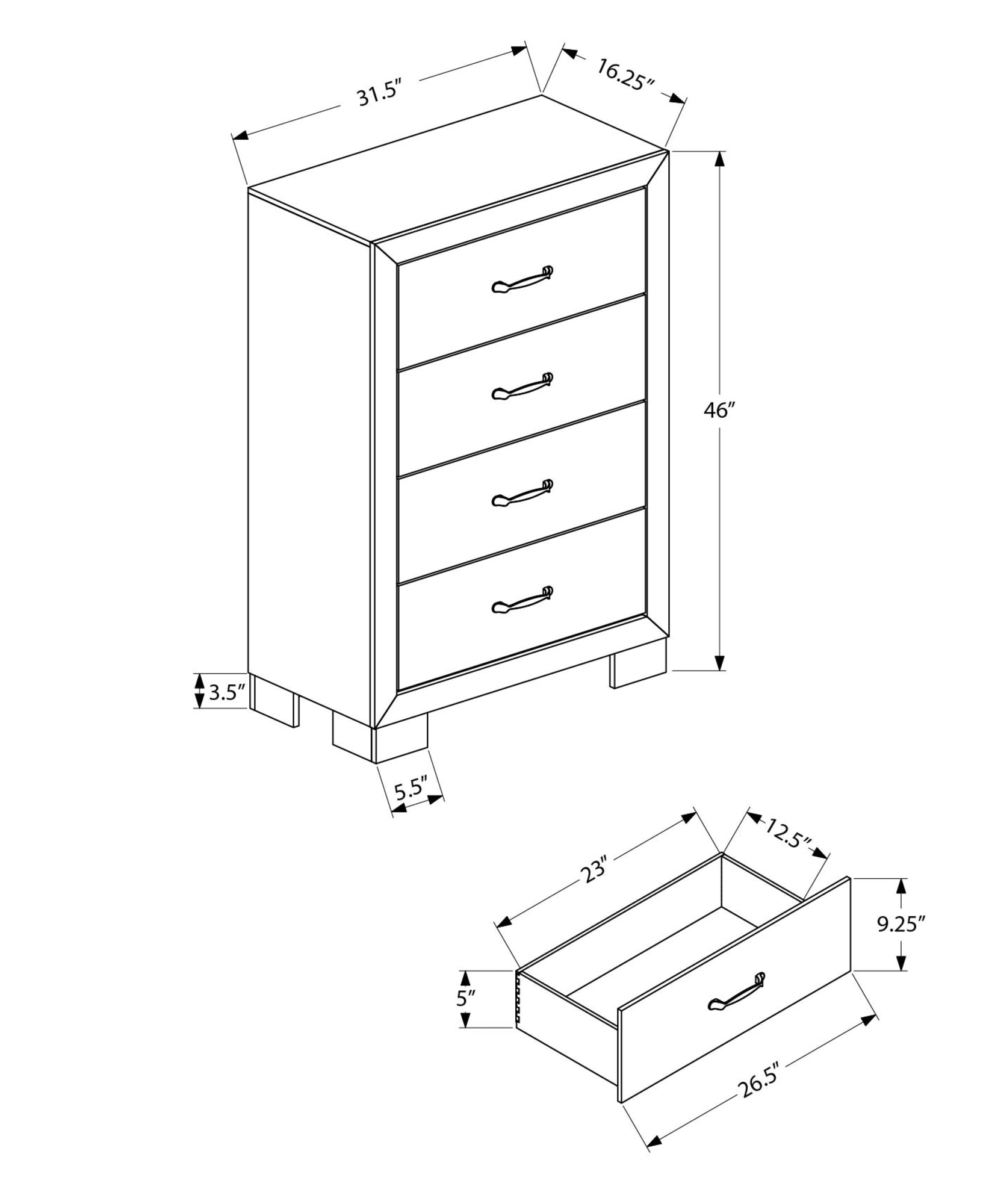 MN-765274    Bedroom Set, 4 Drawer Chest, Rustic Oak Laminate, Transitional