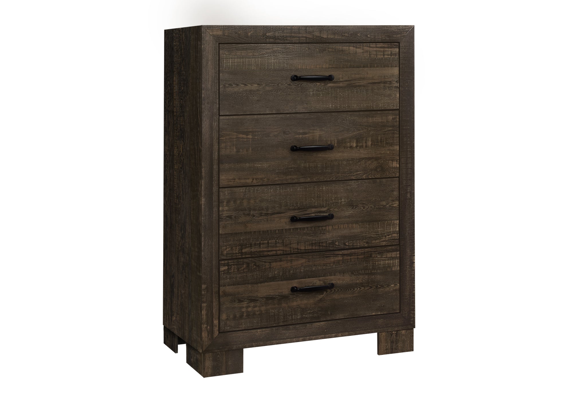 MN-765274    Bedroom Set, 4 Drawer Chest, Rustic Oak Laminate, Transitional