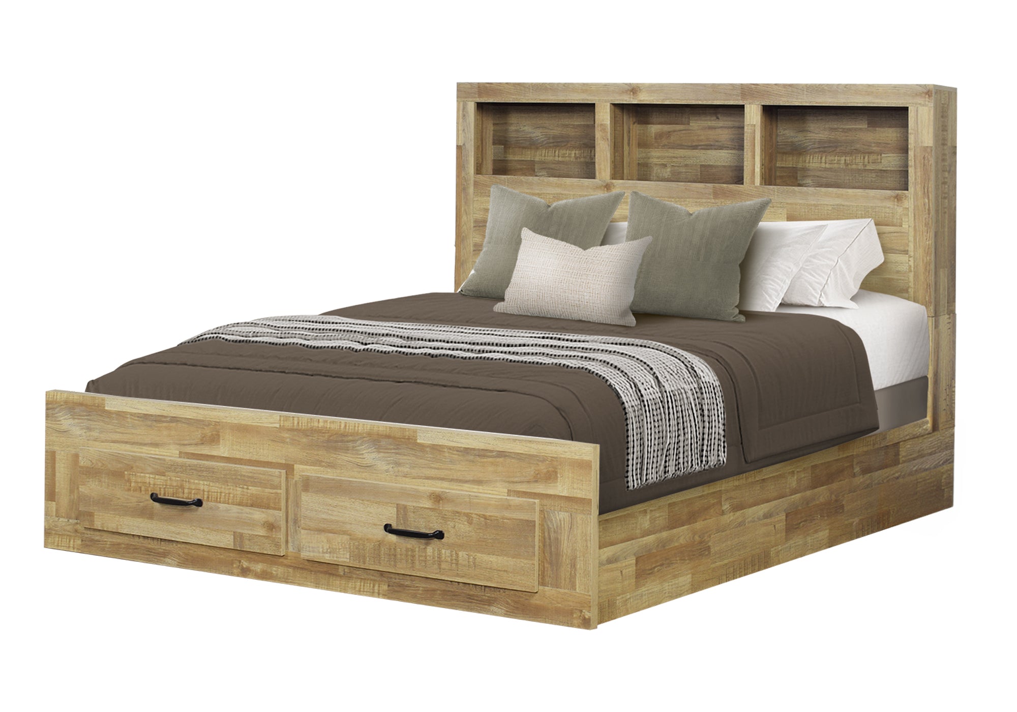 MN-775275Q    Bedroom Set, Queen Size Bed, Medium Oak Laminate, Transitional