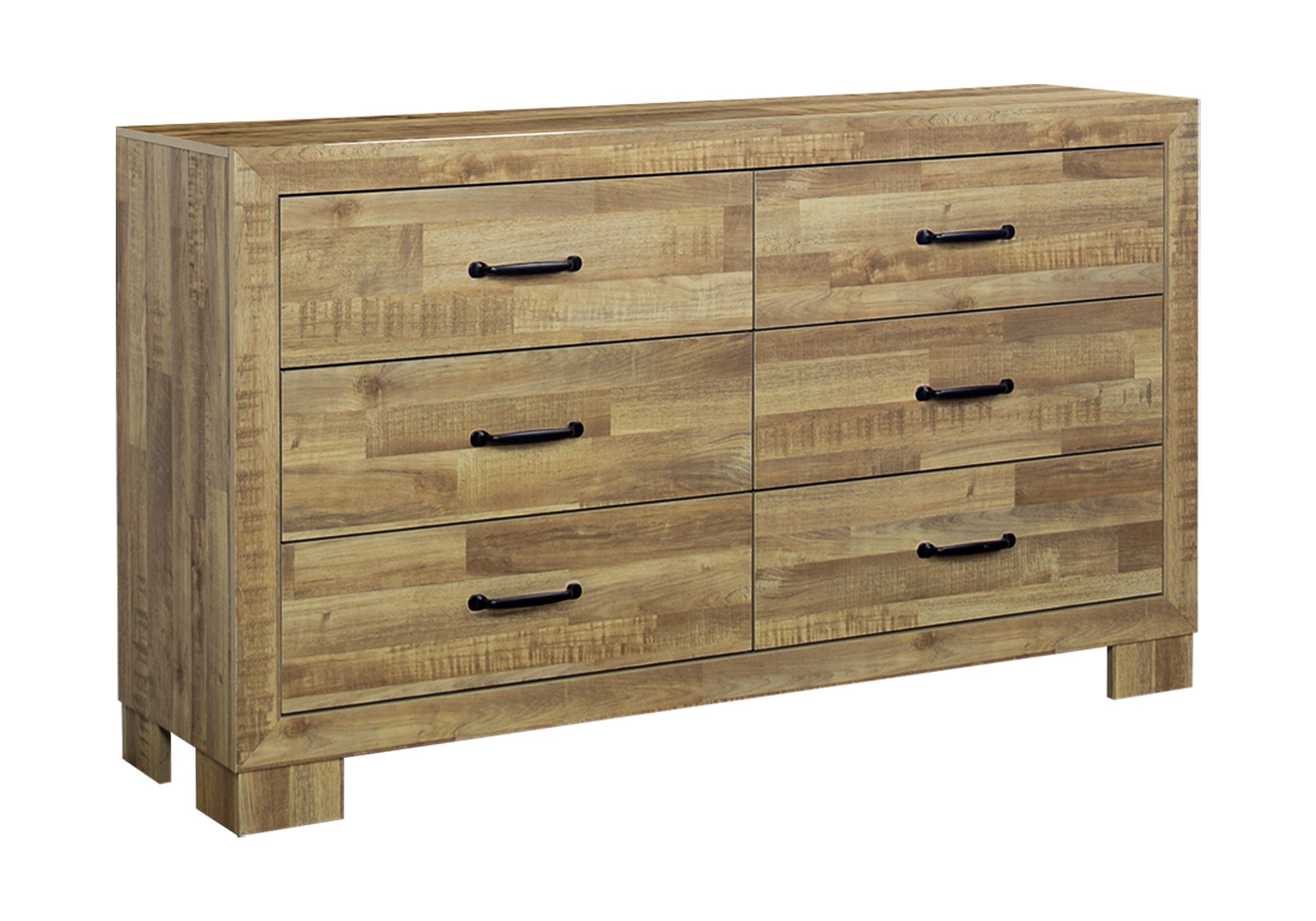 MN-785276    Bedroom Set, 6 Drawer Dresser, Medium Oak Laminate, Transitional