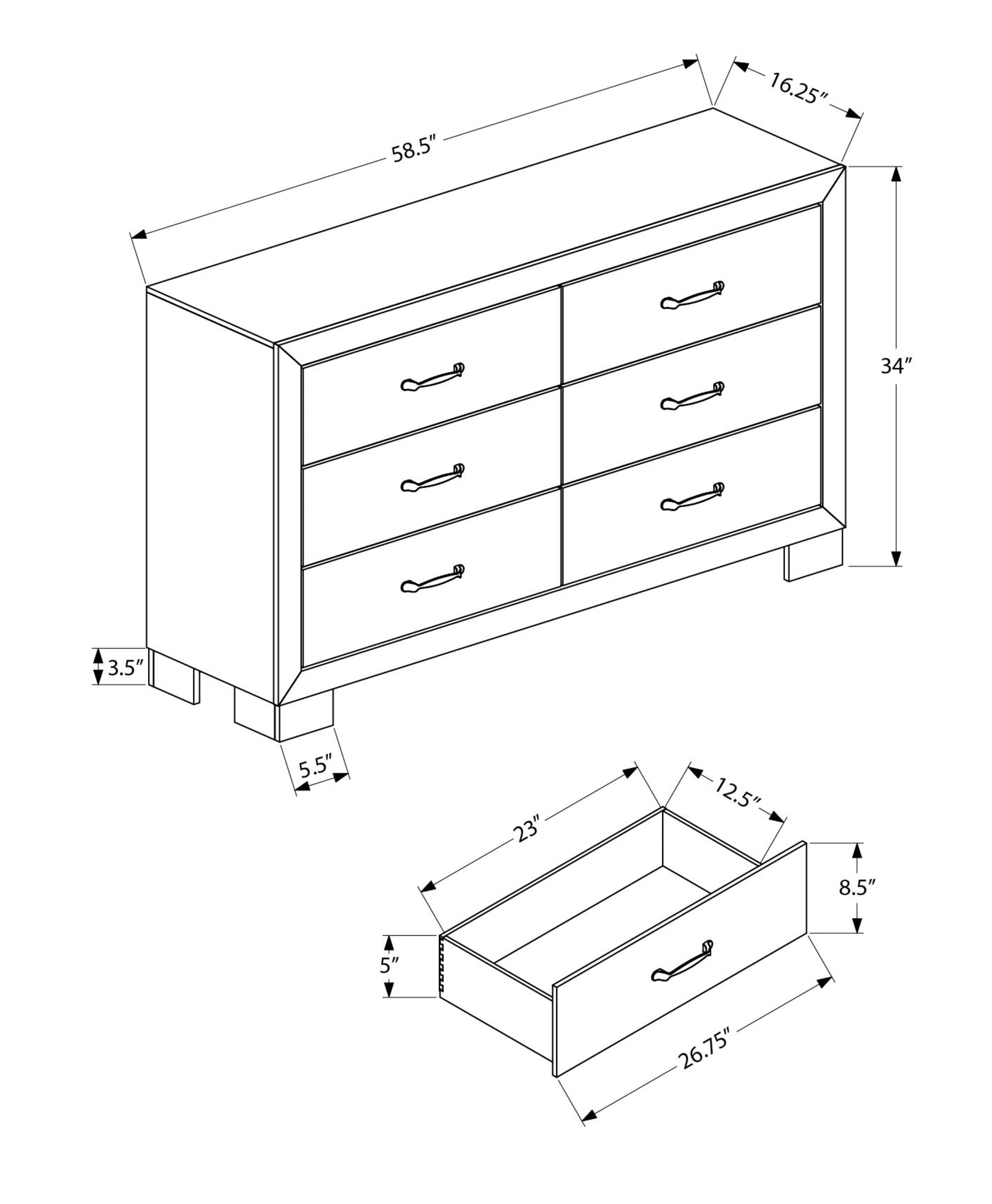 MN-785276    Bedroom Set, 6 Drawer Dresser, Medium Oak Laminate, Transitional