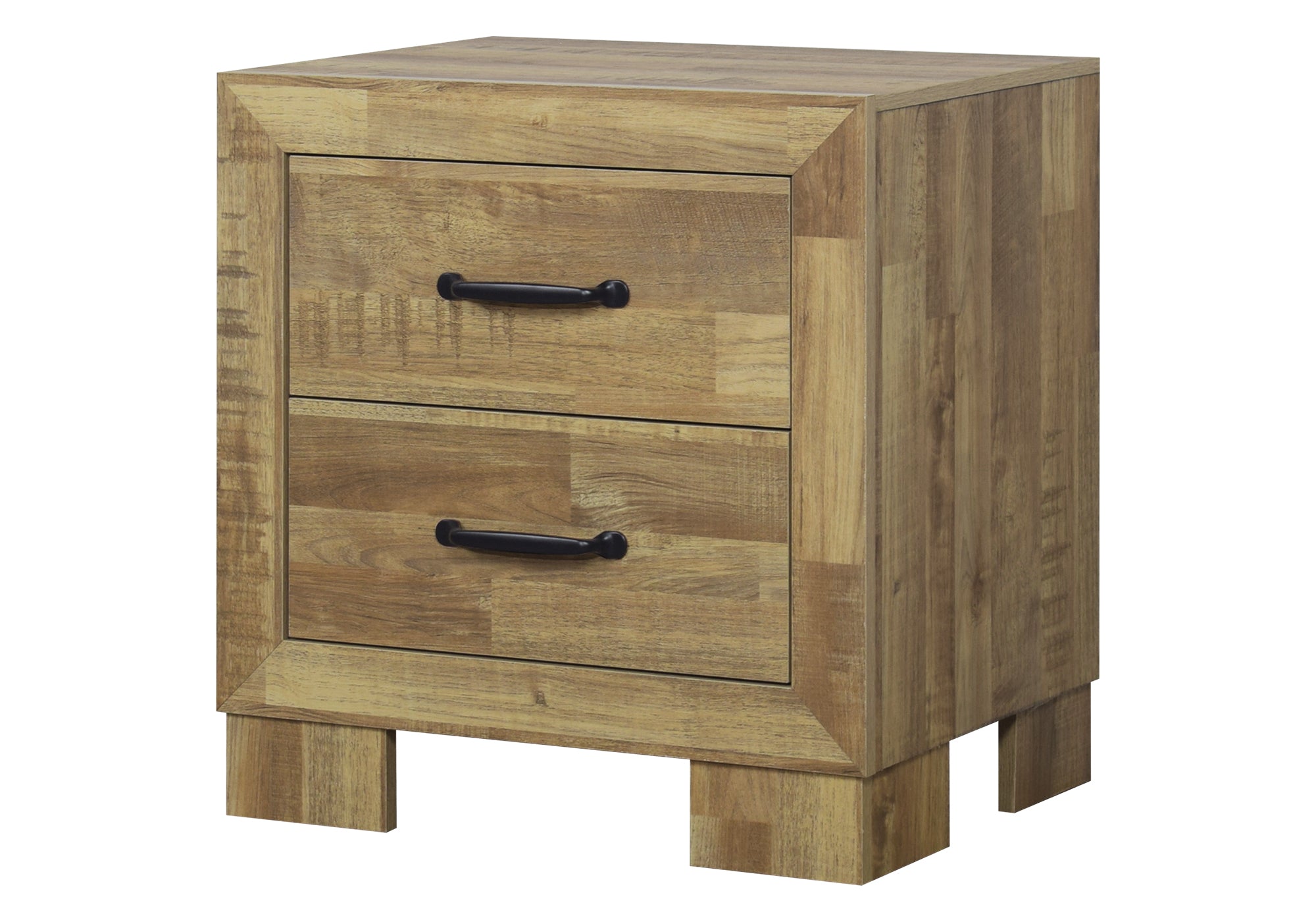 MN-805278    Bedroom Set, Two Drawer Nightstand, Medium Oak Laminate, Transitional