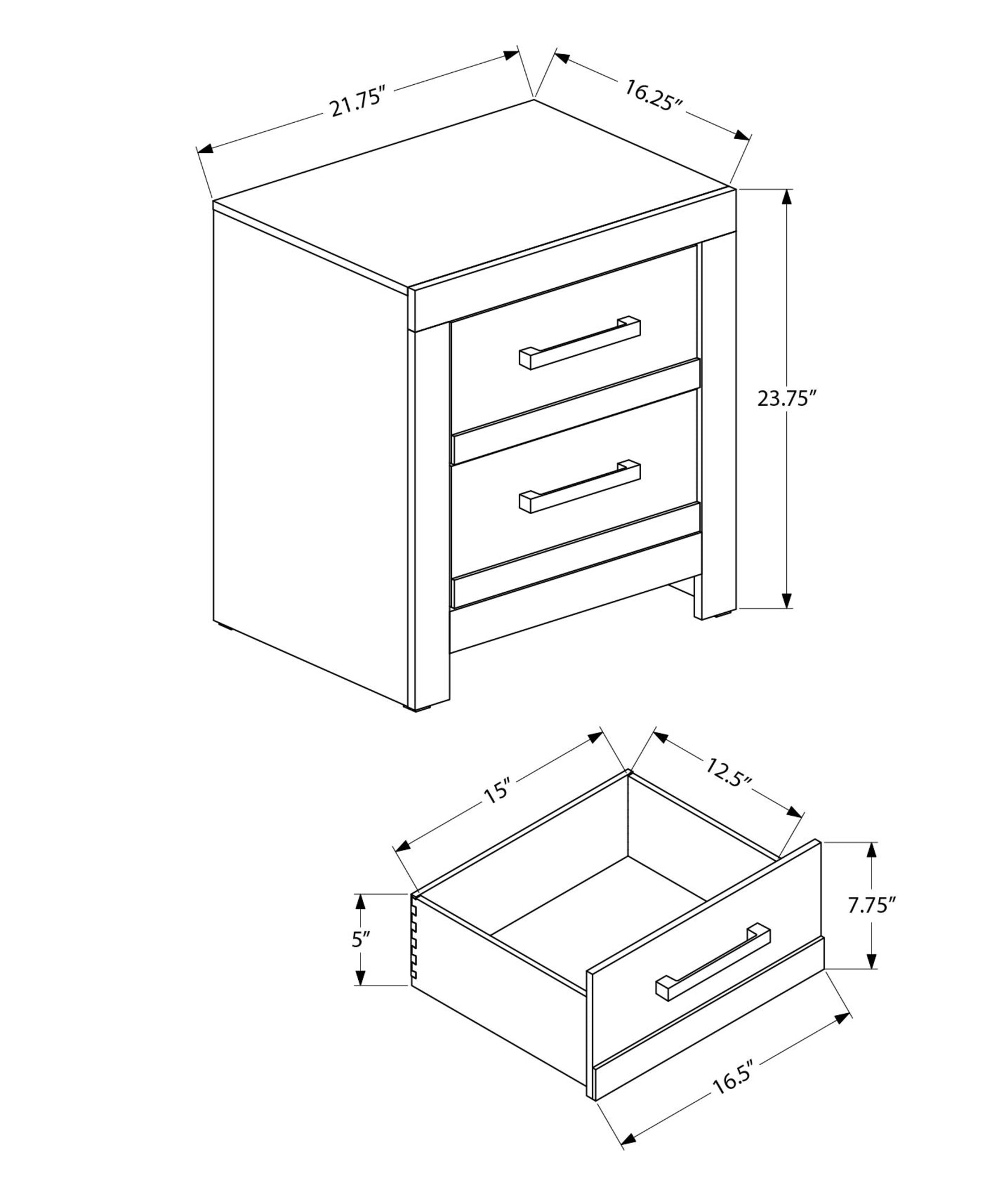 MN-855283    Bedroom Set, Two Drawer Nightstand, Grey Reclaimed, Contemporary, Modern