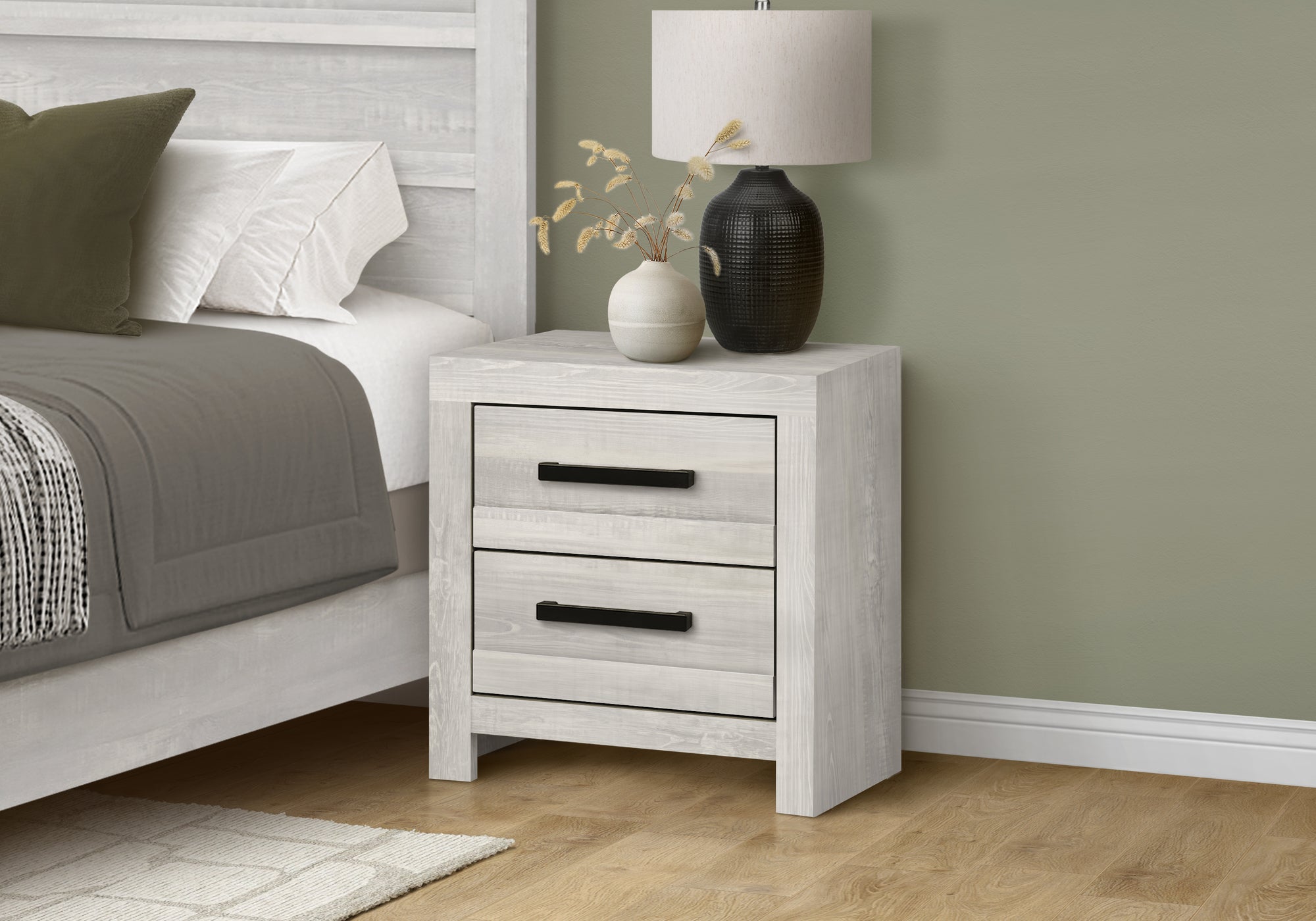 MN-855283    Bedroom Set, Two Drawer Nightstand, Grey Reclaimed, Contemporary, Modern