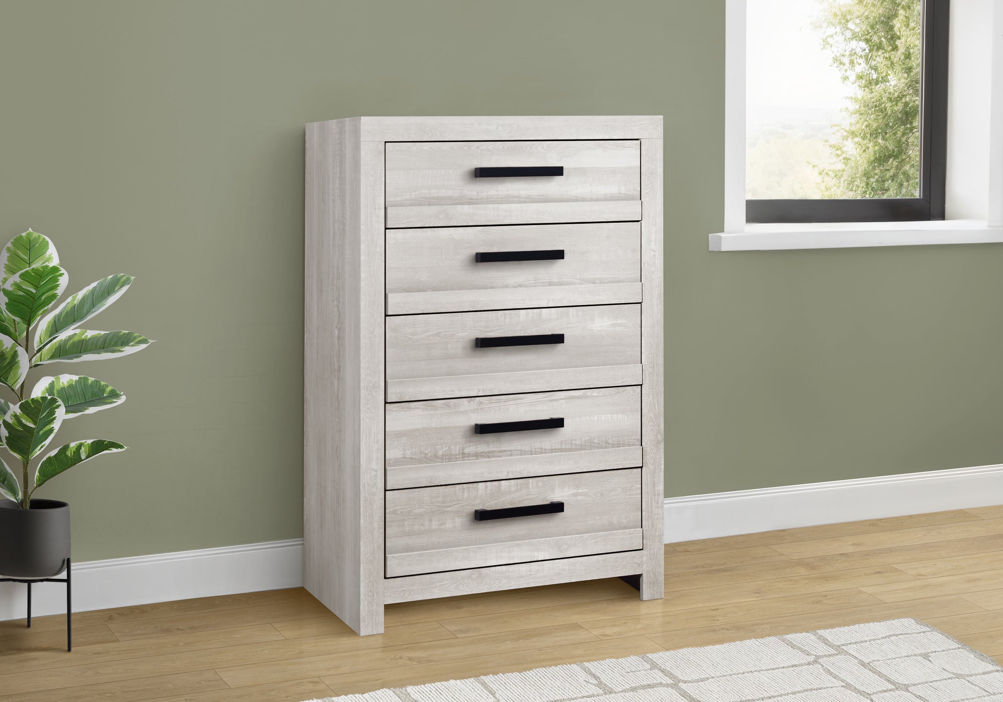 MN-865284    Bedroom Set, 5 Drawer Chest, Grey Reclaimed, Contemporary, Modern