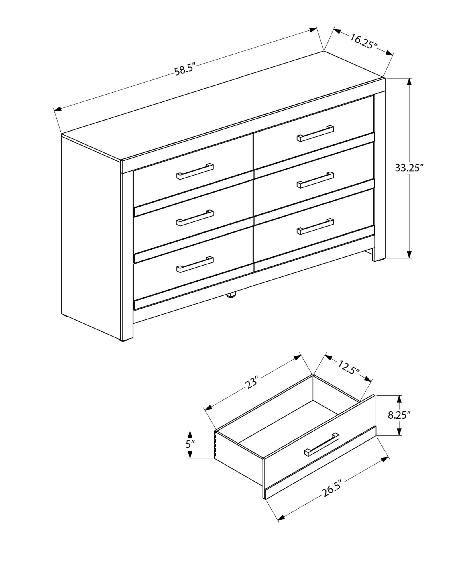 MN-165286    Bedroom Set, 6 Drawer Dresser, Natural Laminate, Contemporary, Modern