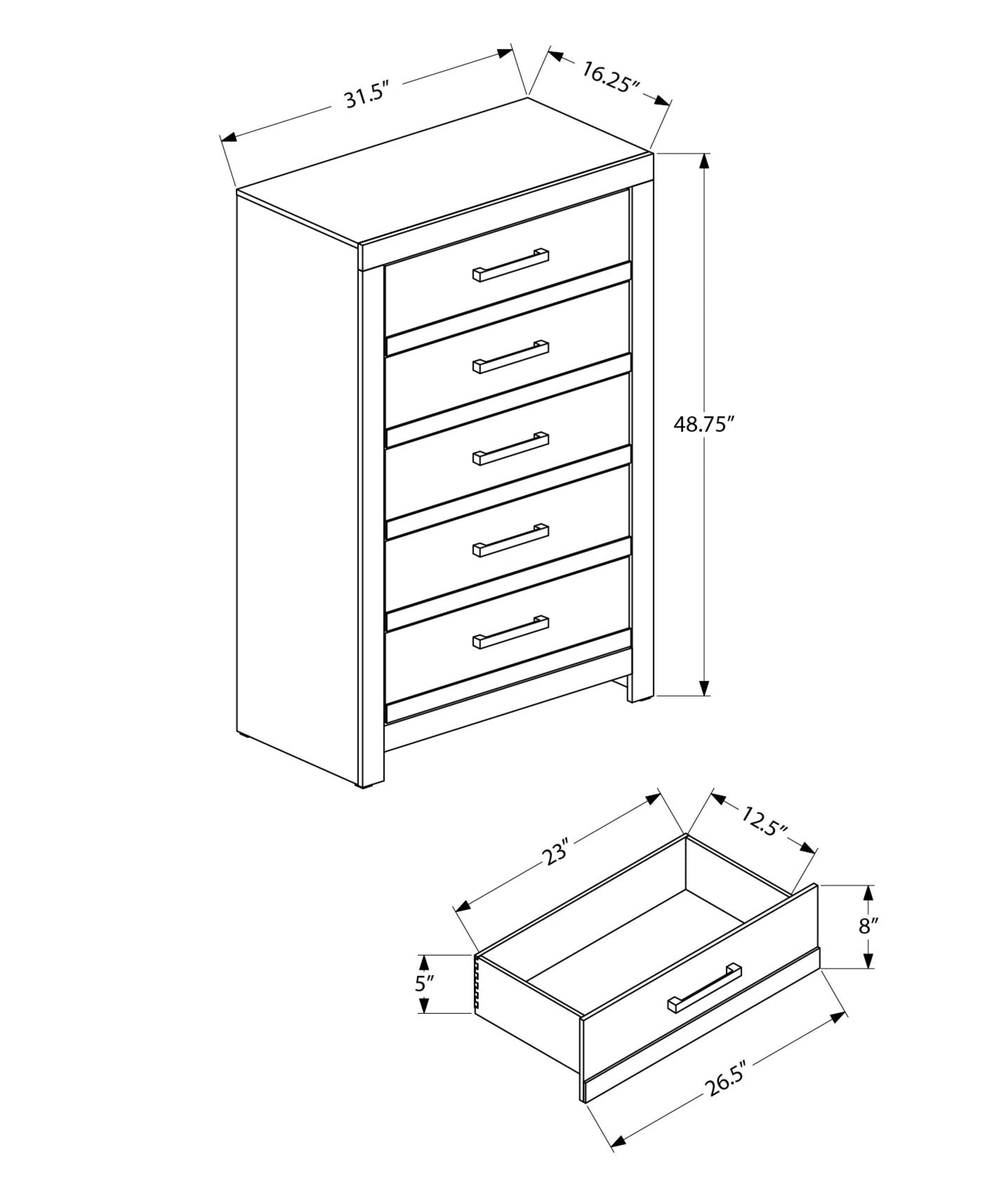 MN-195289    Bedroom Set, 5 Drawer Chest, Natural Laminate, Contemporary, Modern