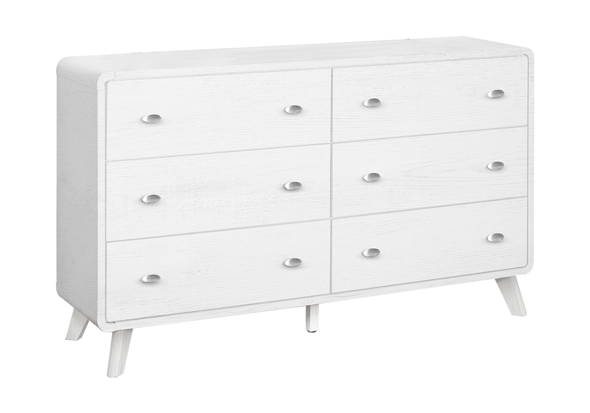 MN-885291    Bedroom Set, 6 Drawer Dresser, White Wood Grain, Mid Century, Modern