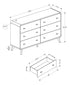 MN-885291    Bedroom Set, 6 Drawer Dresser, White Wood Grain, Mid Century, Modern