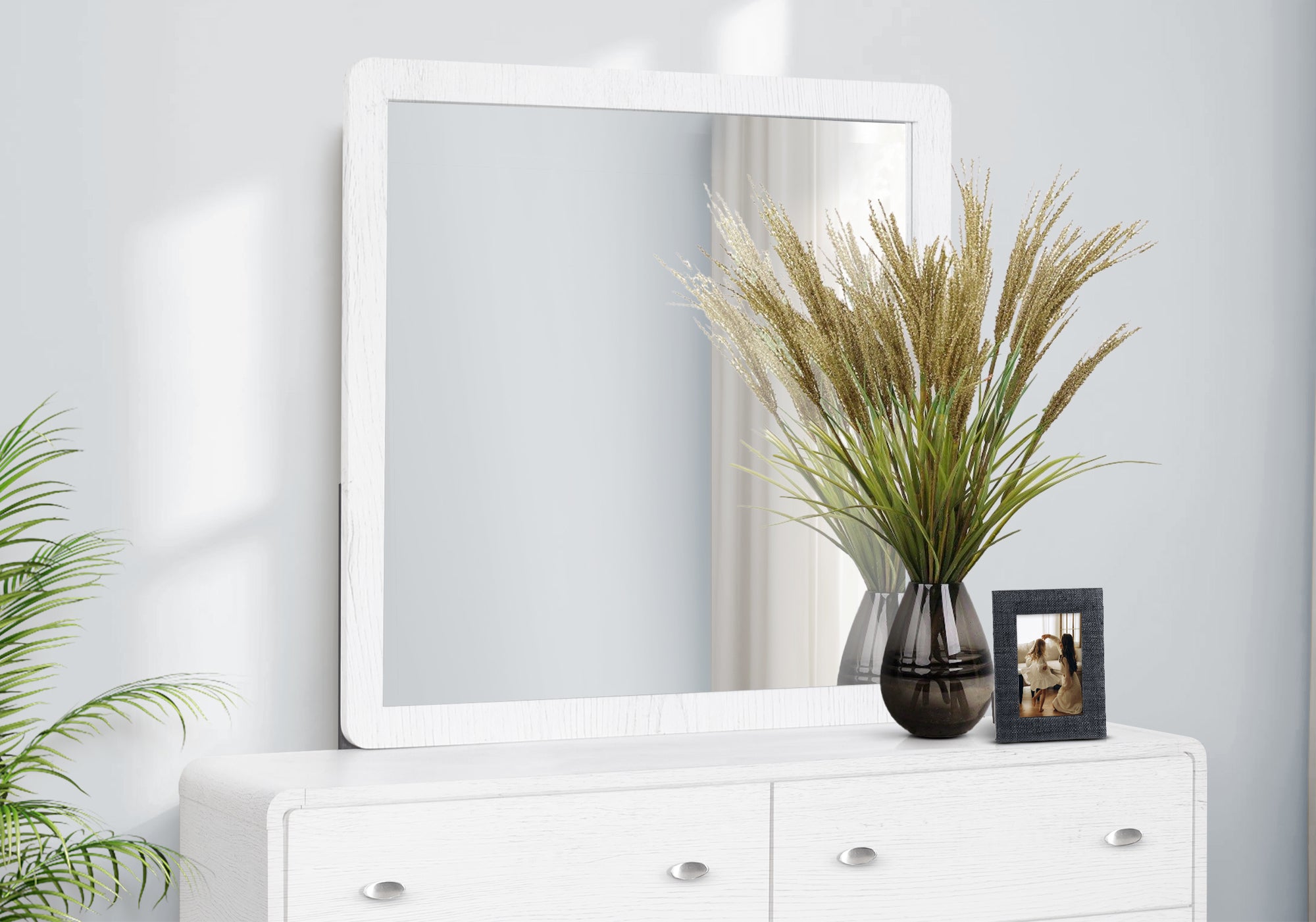 MN-895292    Bedroom Set, Wall Mirror, White Wood Grain, Mid Century, Modern