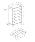 MN-915294    Bedroom Set, 5 Drawer Chest, White Wood Grain, Mid Century, Modern