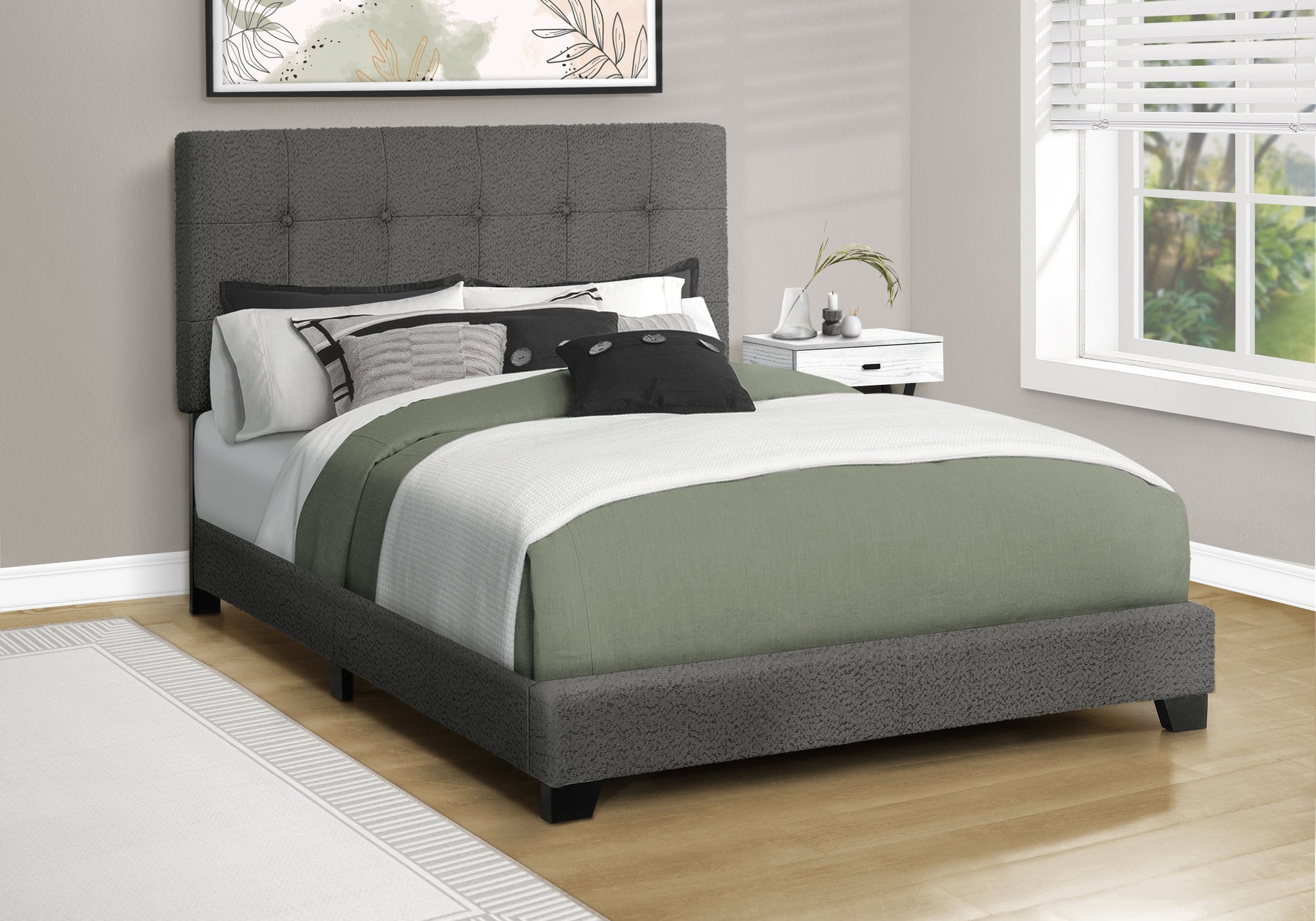 MN-T585803F    Bed, Full Size, Bedroom, Upholstered, Frame Only, Transitional