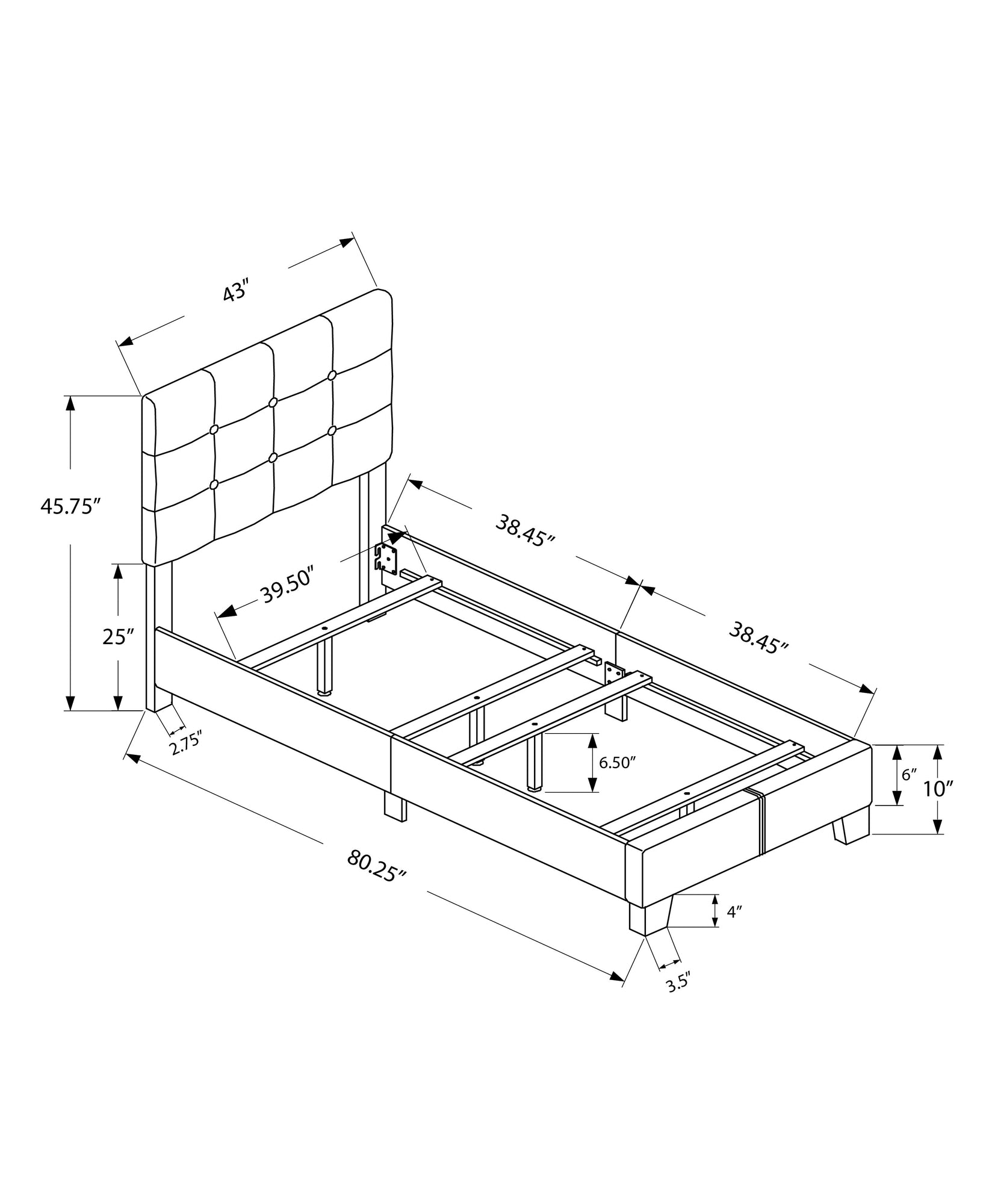 MN-Q545803T    Bed, Twin Size, Upholstered, Bedroom, Frame Only, Youth, Teen, Juvenile, Dark Grey Boucle, Transitional
