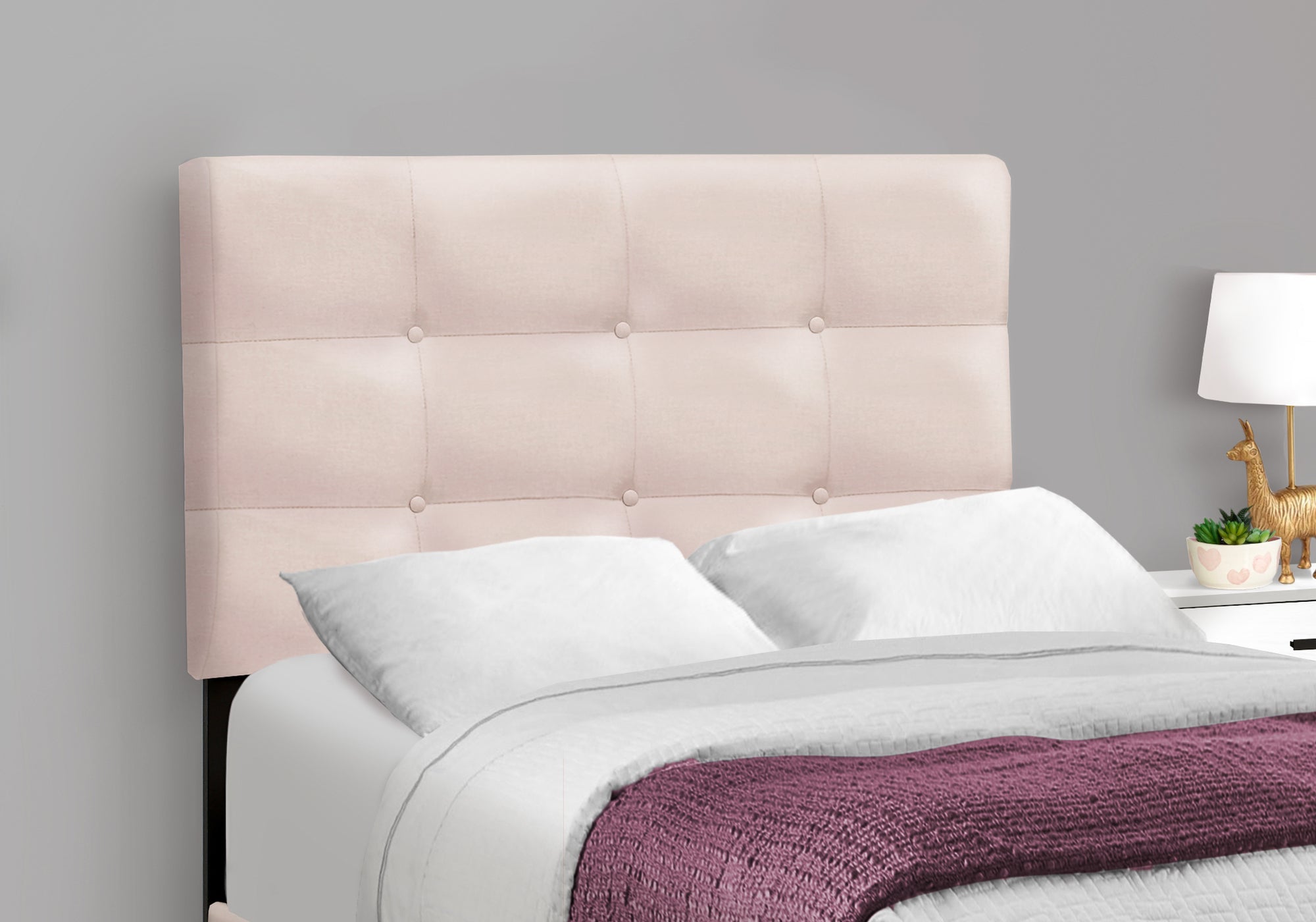 MN-Q545916T    Bed, Twin Size, Upholstered, Bedroom, Frame Only, Youth, Teen, Juvenile, Pink Velvet, Transitional