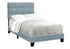MN-Q545919T    Bed, Twin Size, Upholstered, Bedroom, Frame Only, Youth, Teen, Juvenile, Light Blue Velvet, Transitional