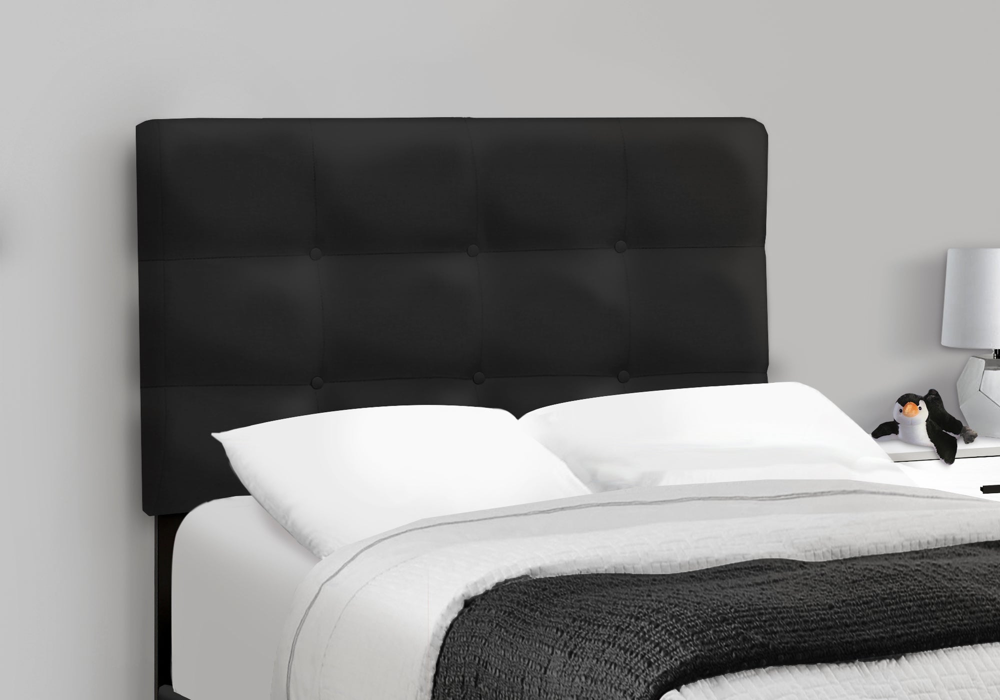MN-Q545924T    Bed, Twin Size, Upholstered, Bedroom, Frame Only, Youth, Teen, Juvenile, Black Velvet, Transitional