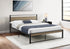 MN-E306070Q    Bed, Bedroom, Frame Only, Platform Bed, Queen Size, Dark Taupe Laminate, Black Metal, Contemporary, Modern