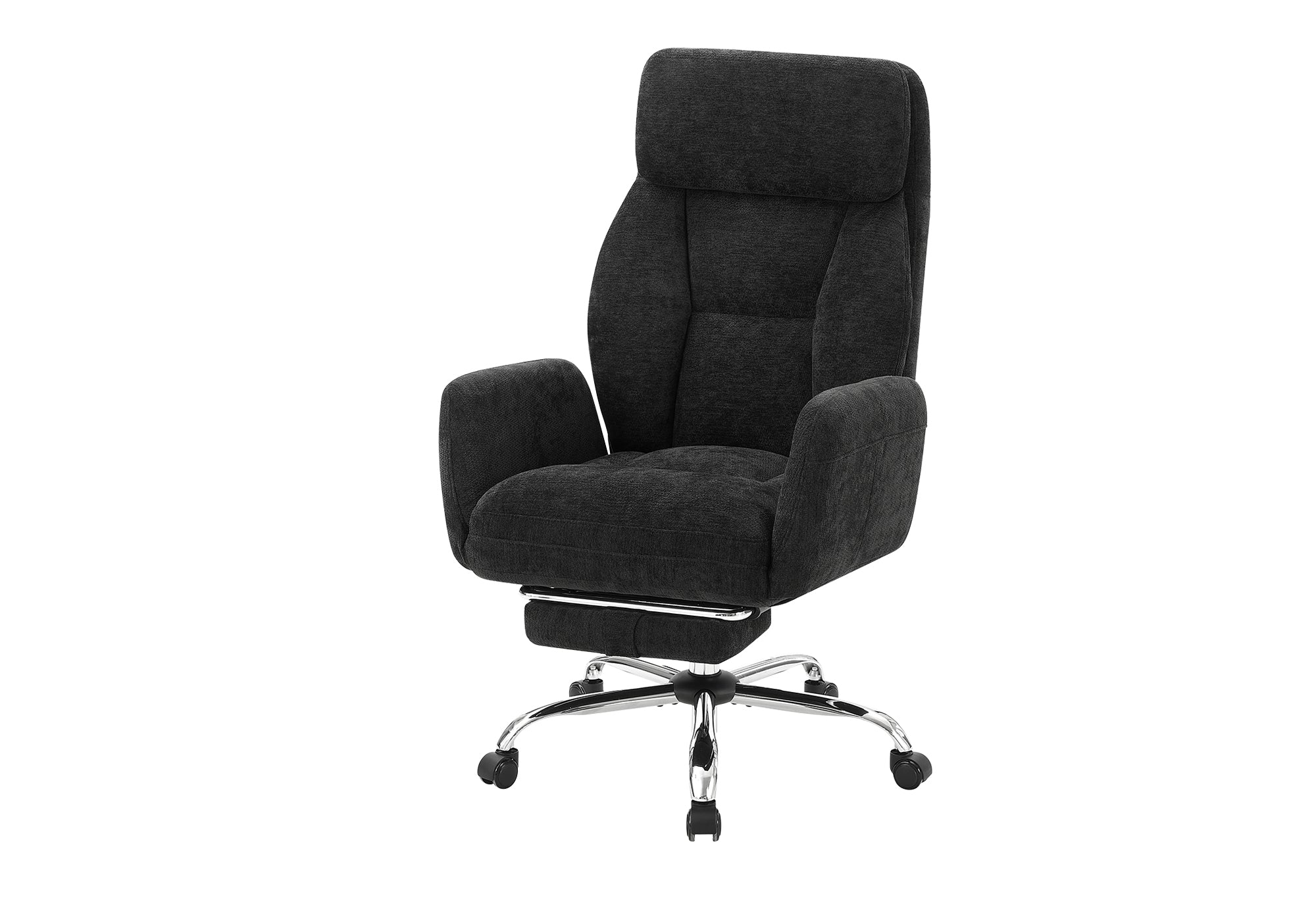 MN-T787273    Office Chair, Adjustable Height, Armrests, Ergonomic, Swivel, Computer Desk, Work, Black Fabric, Chrome Metal, Contemporary, Modern