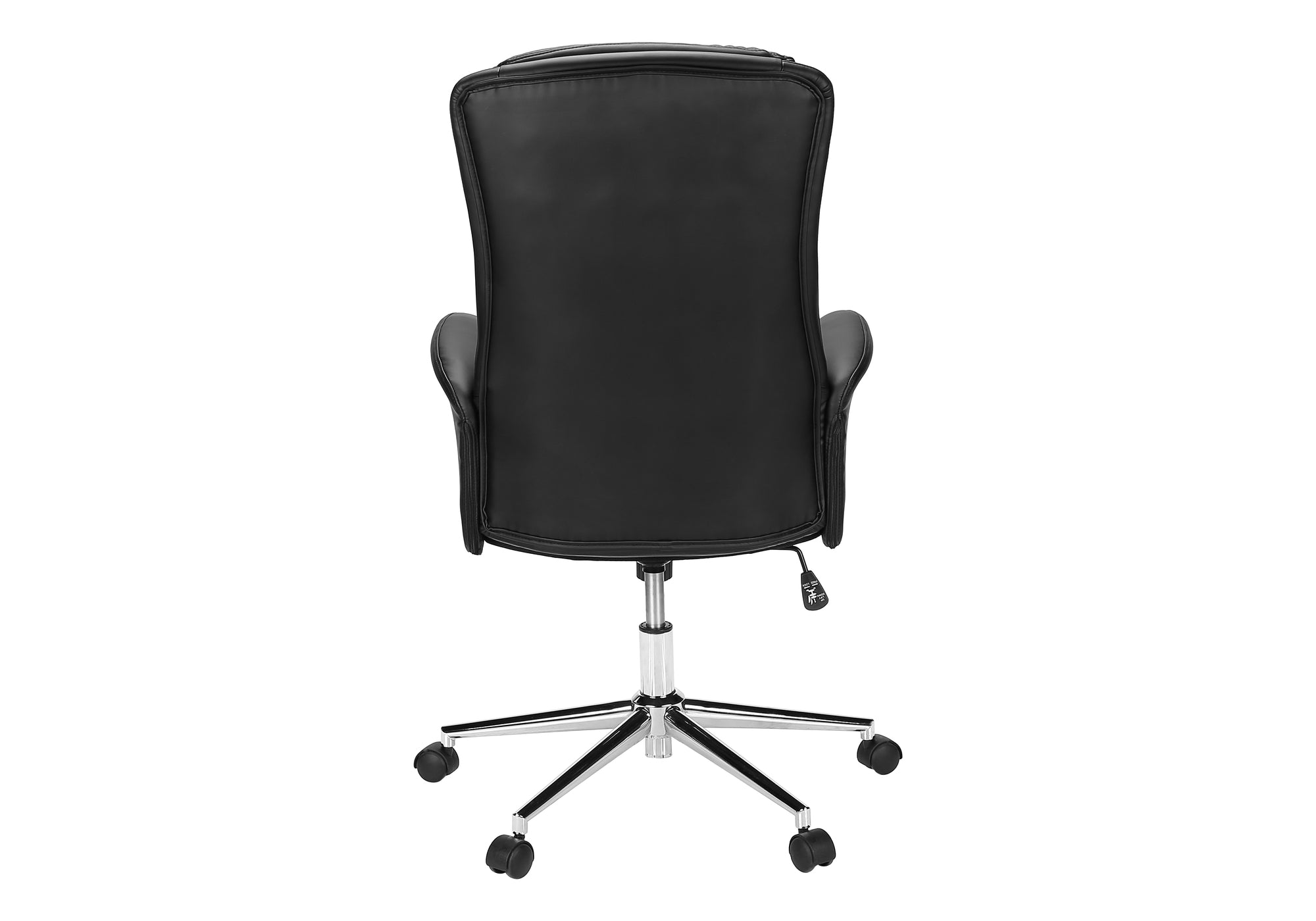 MN-S927323    Office Chair, Swivel, Adjustable Height, Armrests, Ergonomic, Work, Black Leather Look, Chrome Metal, Contemporary, Modern