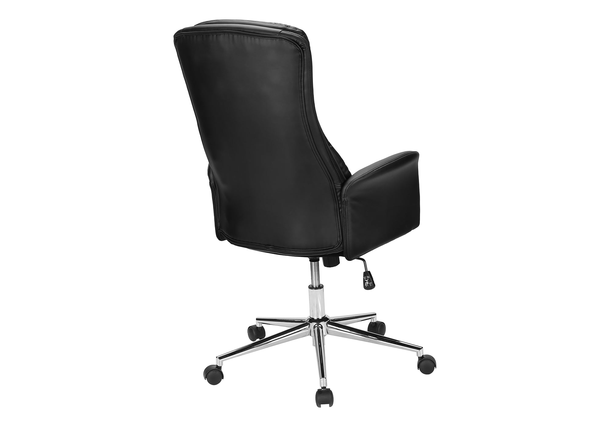 MN-S927323    Office Chair, Swivel, Adjustable Height, Armrests, Ergonomic, Work, Black Leather Look, Chrome Metal, Contemporary, Modern