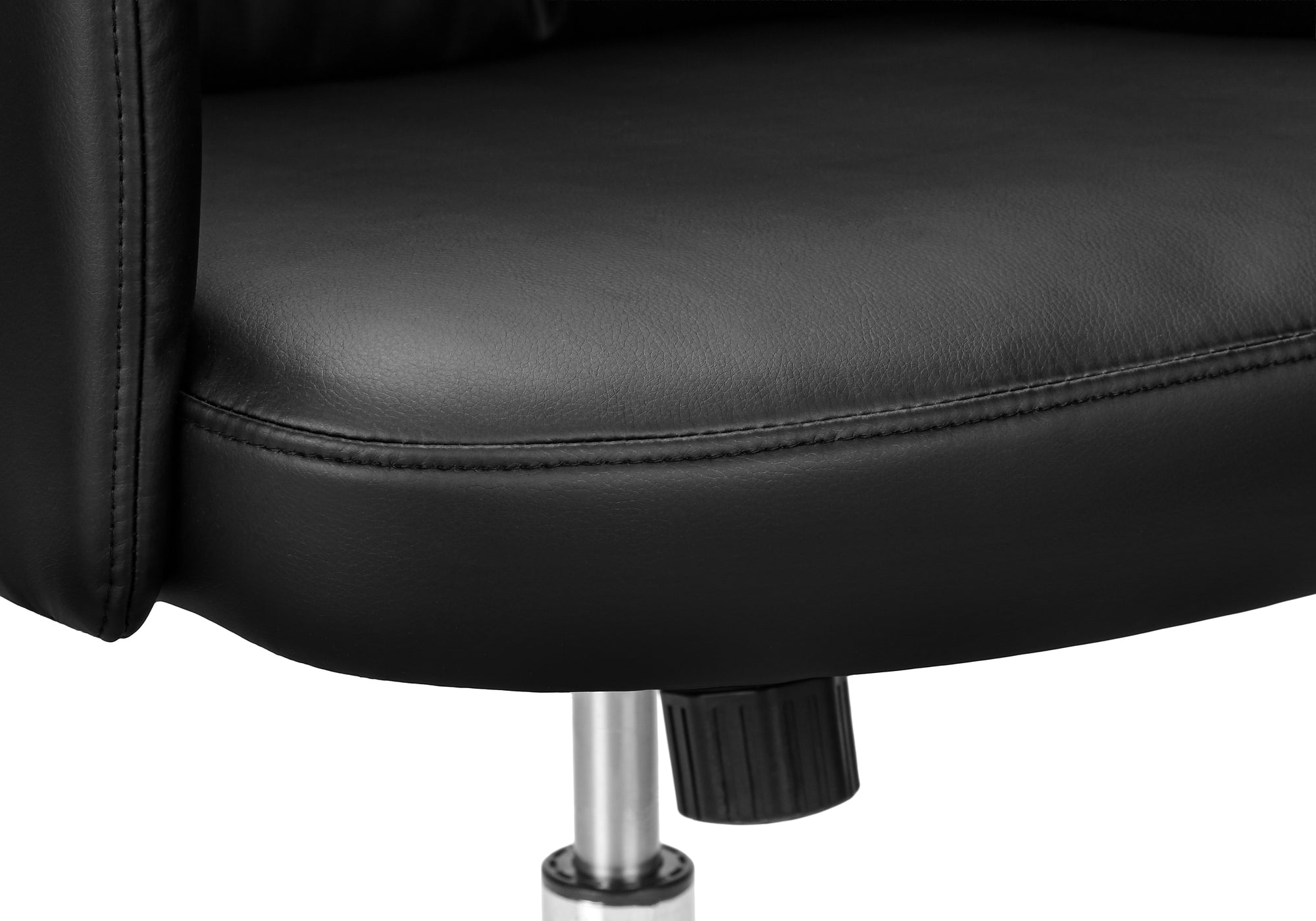 MN-S927323    Office Chair, Swivel, Adjustable Height, Armrests, Ergonomic, Work, Black Leather Look, Chrome Metal, Contemporary, Modern