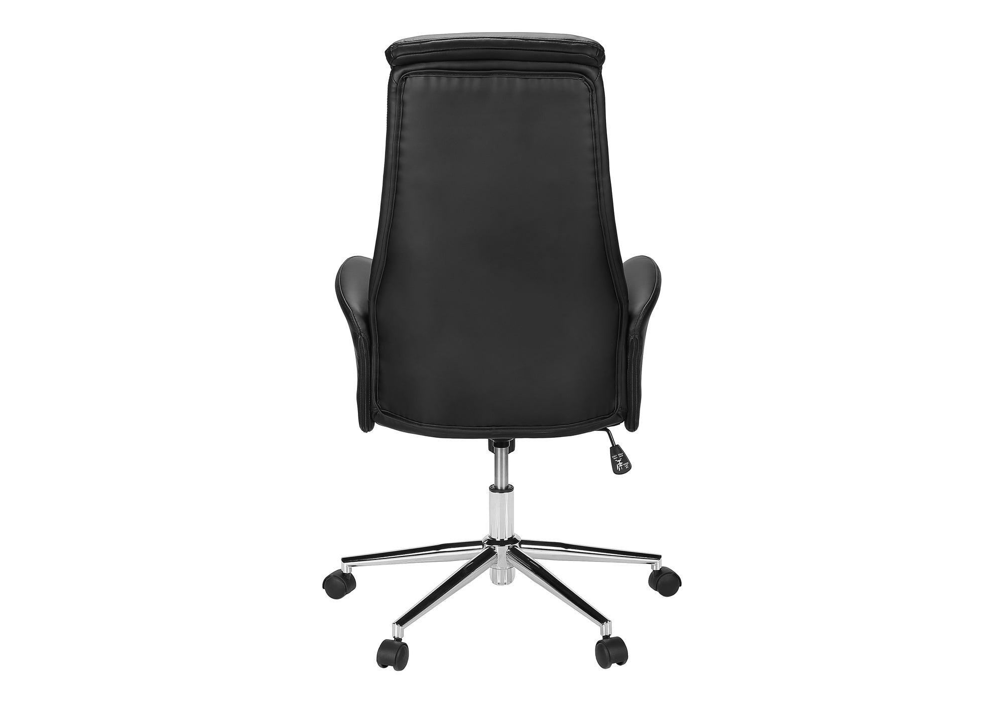 MN-T127344    Office Chair, Adjustable Height, Ergonomic, Swivel, Armrests, Work, Black Leather Look, Chrome Metal, Contemporary, Modern