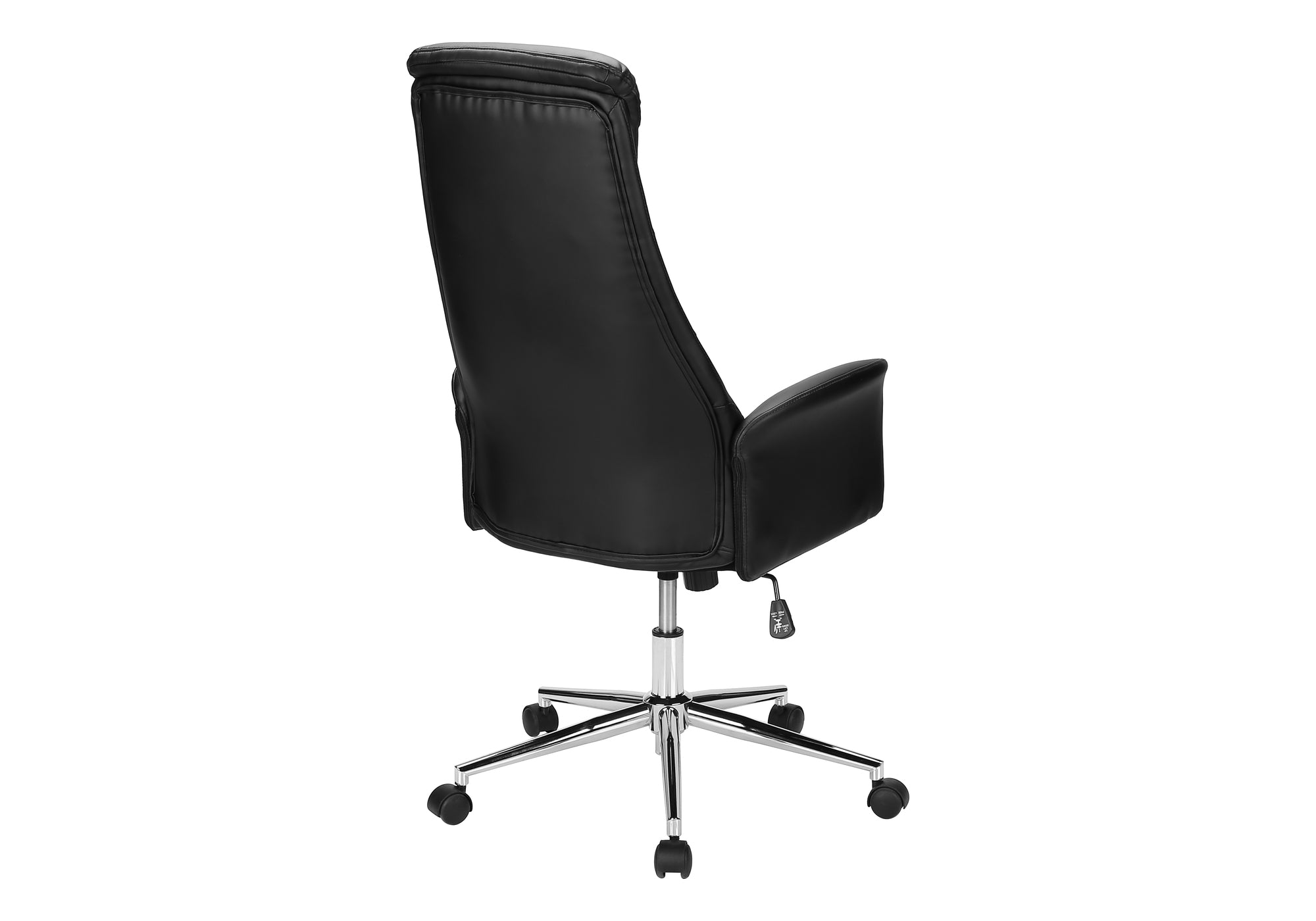 MN-T127344    Office Chair, Adjustable Height, Ergonomic, Swivel, Armrests, Work, Black Leather Look, Chrome Metal, Contemporary, Modern