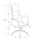 MN-T127344    Office Chair, Adjustable Height, Ergonomic, Swivel, Armrests, Work, Black Leather Look, Chrome Metal, Contemporary, Modern