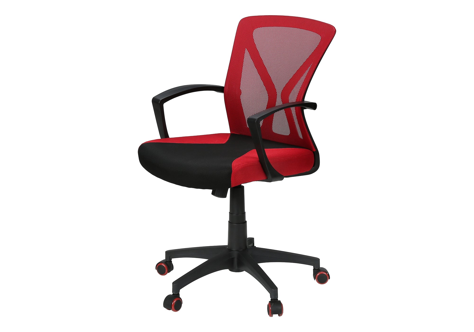 MN-P187357    Office Chair, Adjustable Height, Swivel, Ergonomic, Armrests, Computer Desk, Work, Red Mesh, Black Metal, Contemporary, Modern