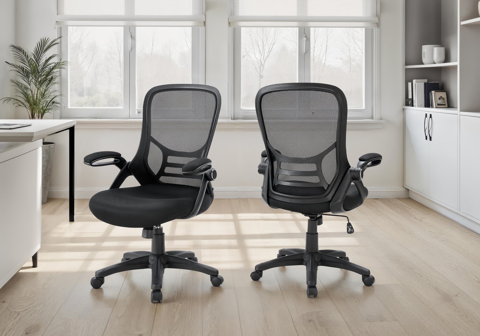 MN-P247367    Office Chair, Swivel, Armrests, Adjustable Height, Ergonomic, Work, Black Mesh, Black Metal, Contemporary, Modern