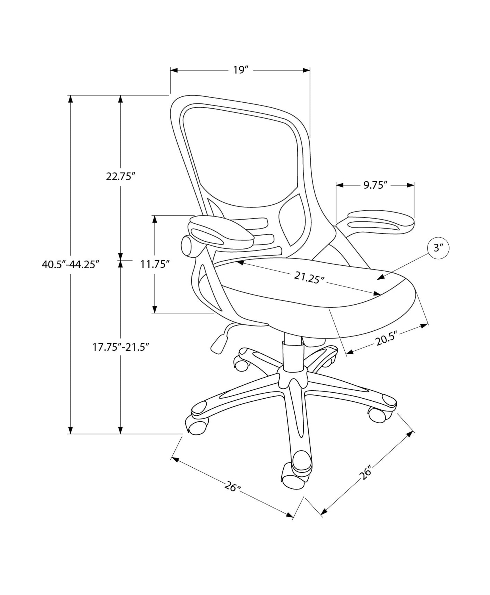 MN-P247367    Office Chair, Swivel, Armrests, Adjustable Height, Ergonomic, Work, Black Mesh, Black Metal, Contemporary, Modern