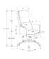 MN-S927375    Office Chair, Swivel, Adjustable Height, Armrests, Ergonomic, Work, Grey Leather Look, Chrome Metal, Contemporary, Modern