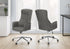 MN-S927375    Office Chair, Swivel, Adjustable Height, Armrests, Ergonomic, Work, Grey Leather Look, Chrome Metal, Contemporary, Modern