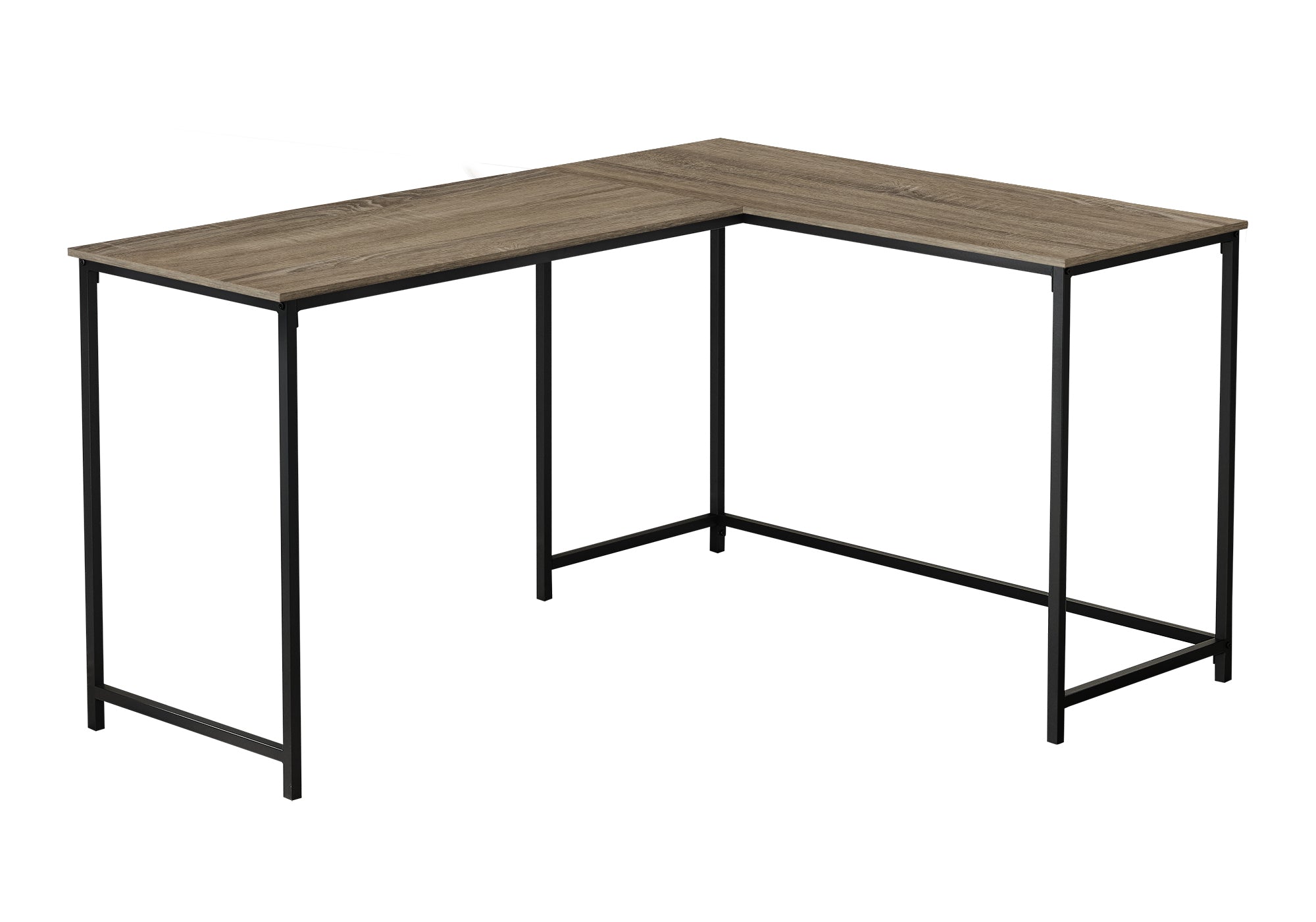MN-G427398    Computer Desk, Home Office, Corner, 58" L Shape, Work, Laptop, Brown Laminate, Black Metal, Contemporary, Modern