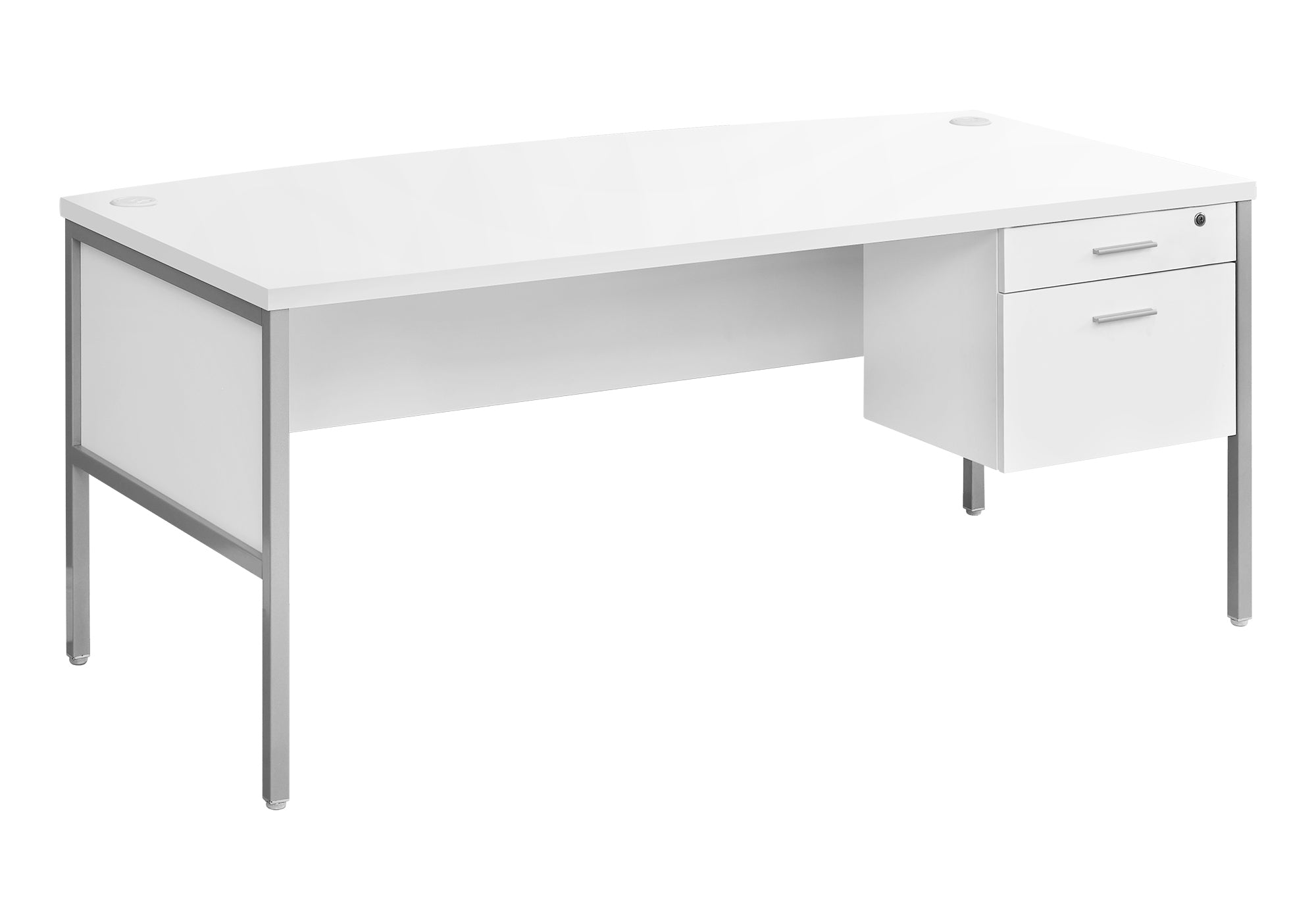 MN-F137725    Computer Desk, 72"L, Home Office, Work, Laptop, Commercial Grade, File Storage Drawer, White Laminate, Silver Metal, Contemporary, Modern