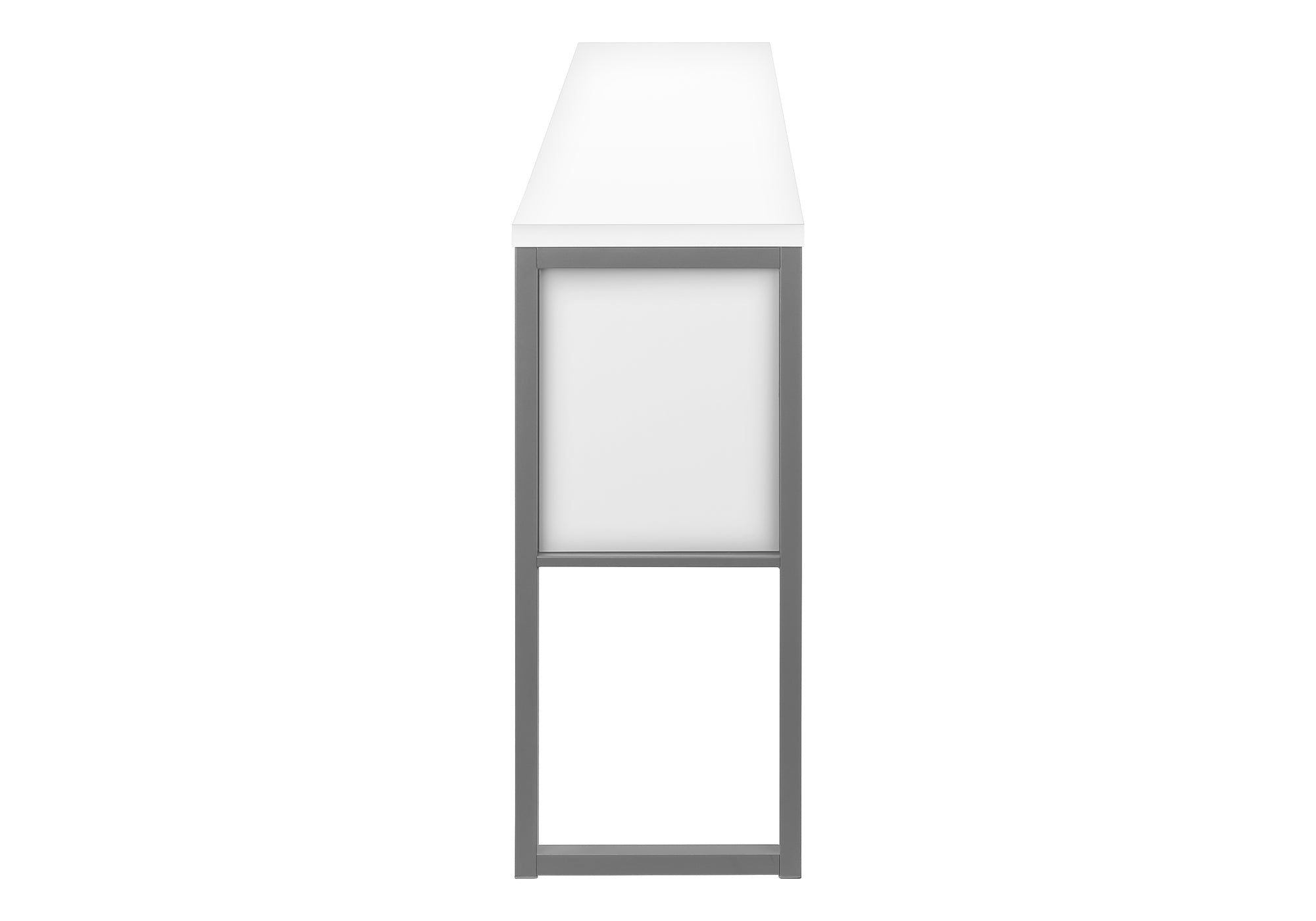 MN-Z217728    Office Hutch, 72"L, Work, Storage Doors, Home Office, Commercial Grade, White Laminate, Silver Metal, Contemporary