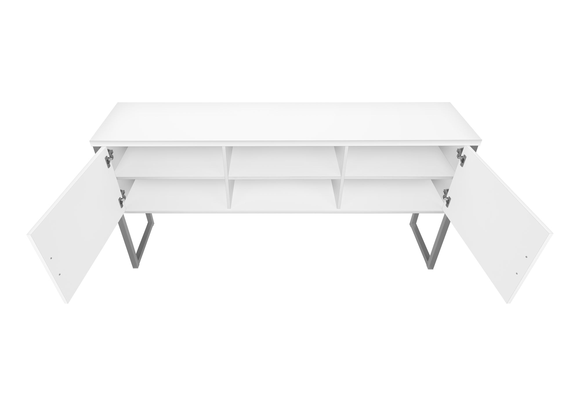 MN-Z217728    Office Hutch, 72"L, Work, Storage Doors, Home Office, Commercial Grade, White Laminate, Silver Metal, Contemporary